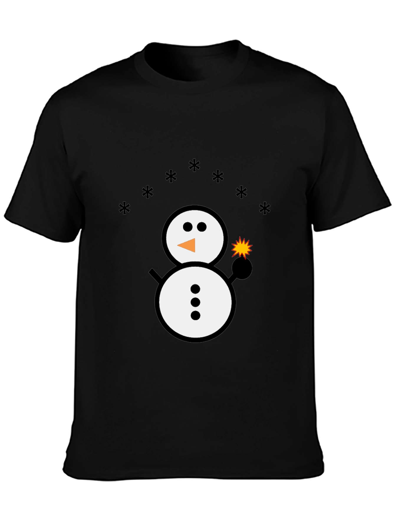 Black Snowman Sparkler Graphic Tee - Black Cotton Blend view 3