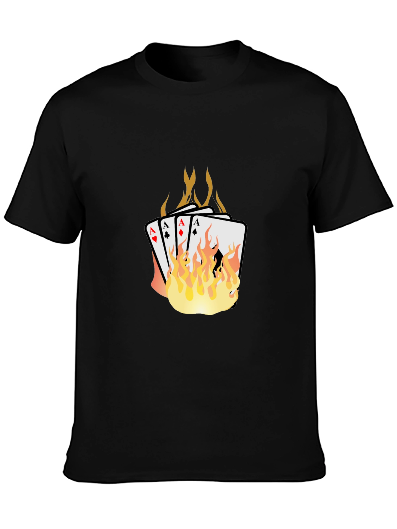Black Flaming Aces Graphic T-Shirt view 3