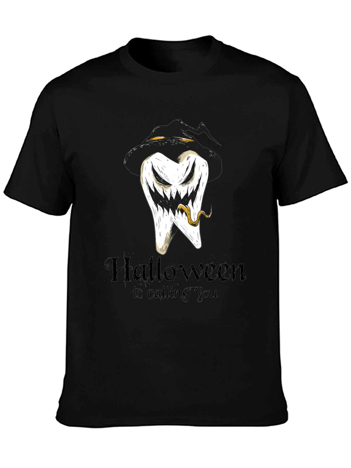 Black Halloween Tooth Tee: Calling You! view 3