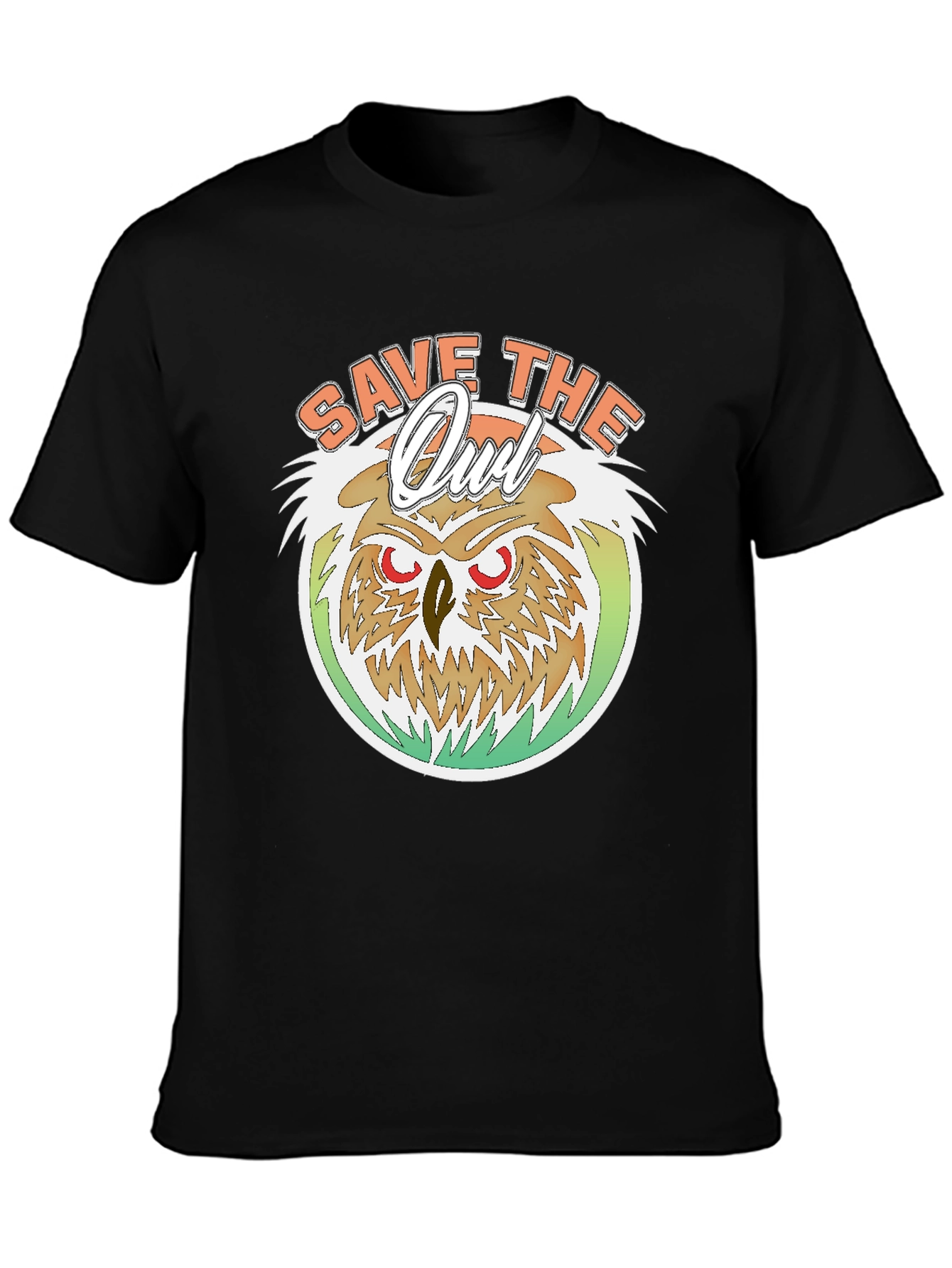 Black Save The Owl T-Shirt -  Eco-Friendly Graphic Tee view 3