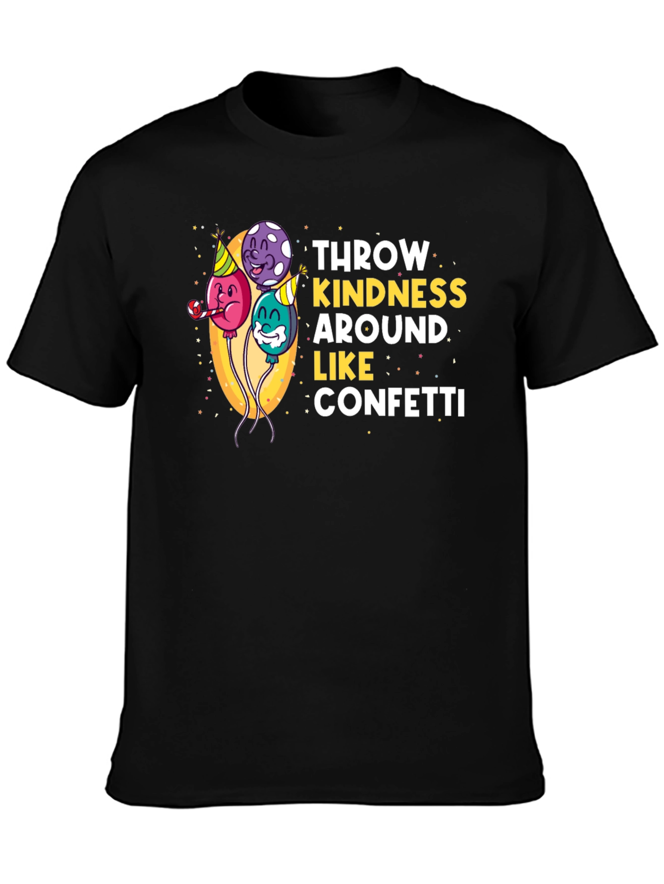Black Throw Kindness Like Confetti Graphic Tee view 3
