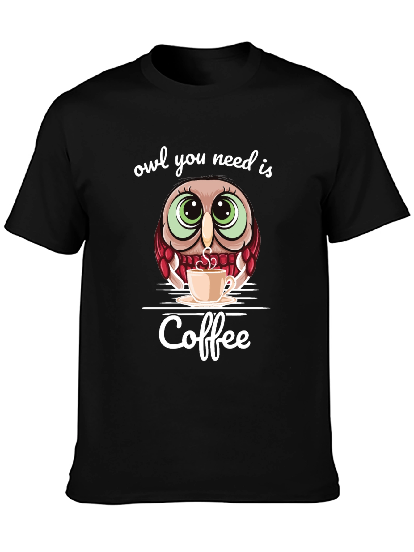 Black Owl You Need Is Coffee Graphic Tee view 3