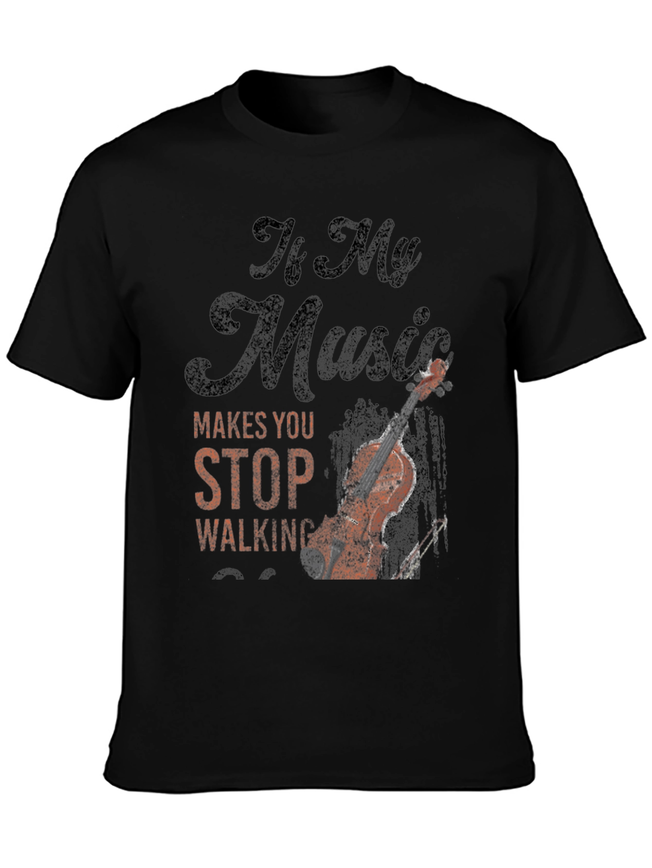 Black Music Makes You Stop Walking Men's T-Shirt view 3