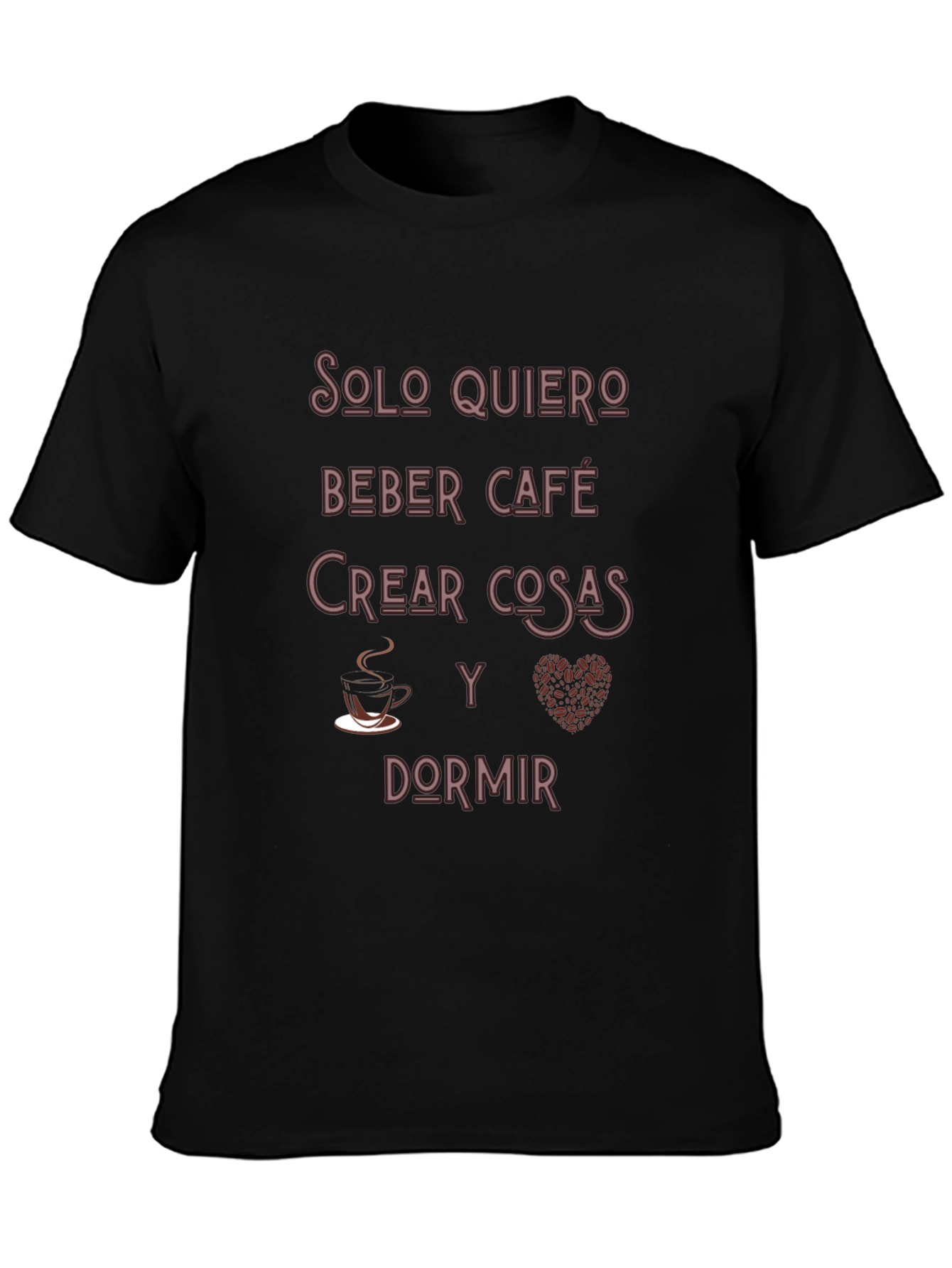 Black Coffee Lover T-Shirt - 'Solo Quiero' Graphic Tee view 3
