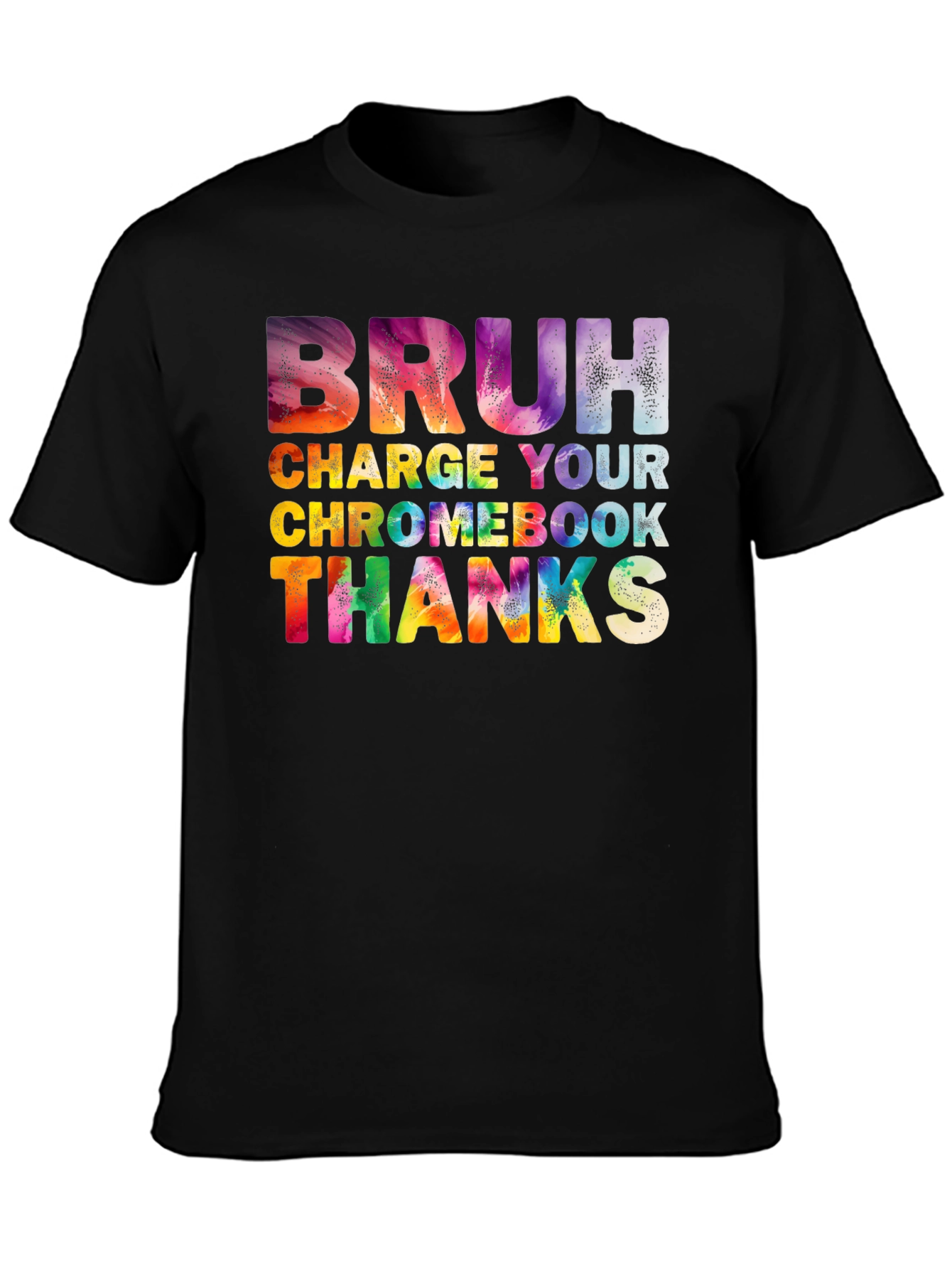 Black Bruh Charge Your Chromebook Graphic T-Shirt view 3