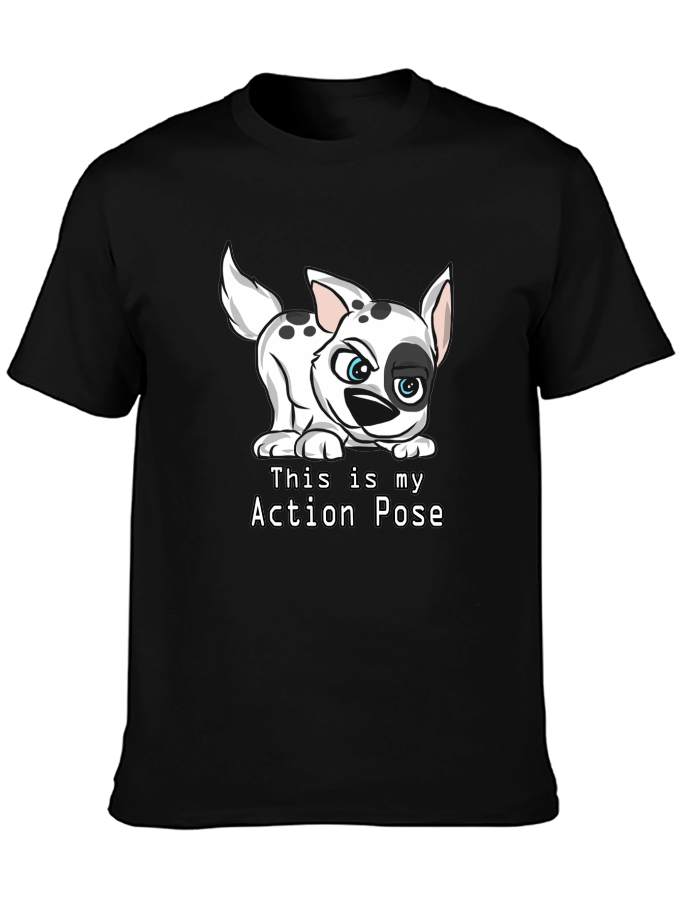 Black Dalmatian Action Pose Black T-Shirt view 3