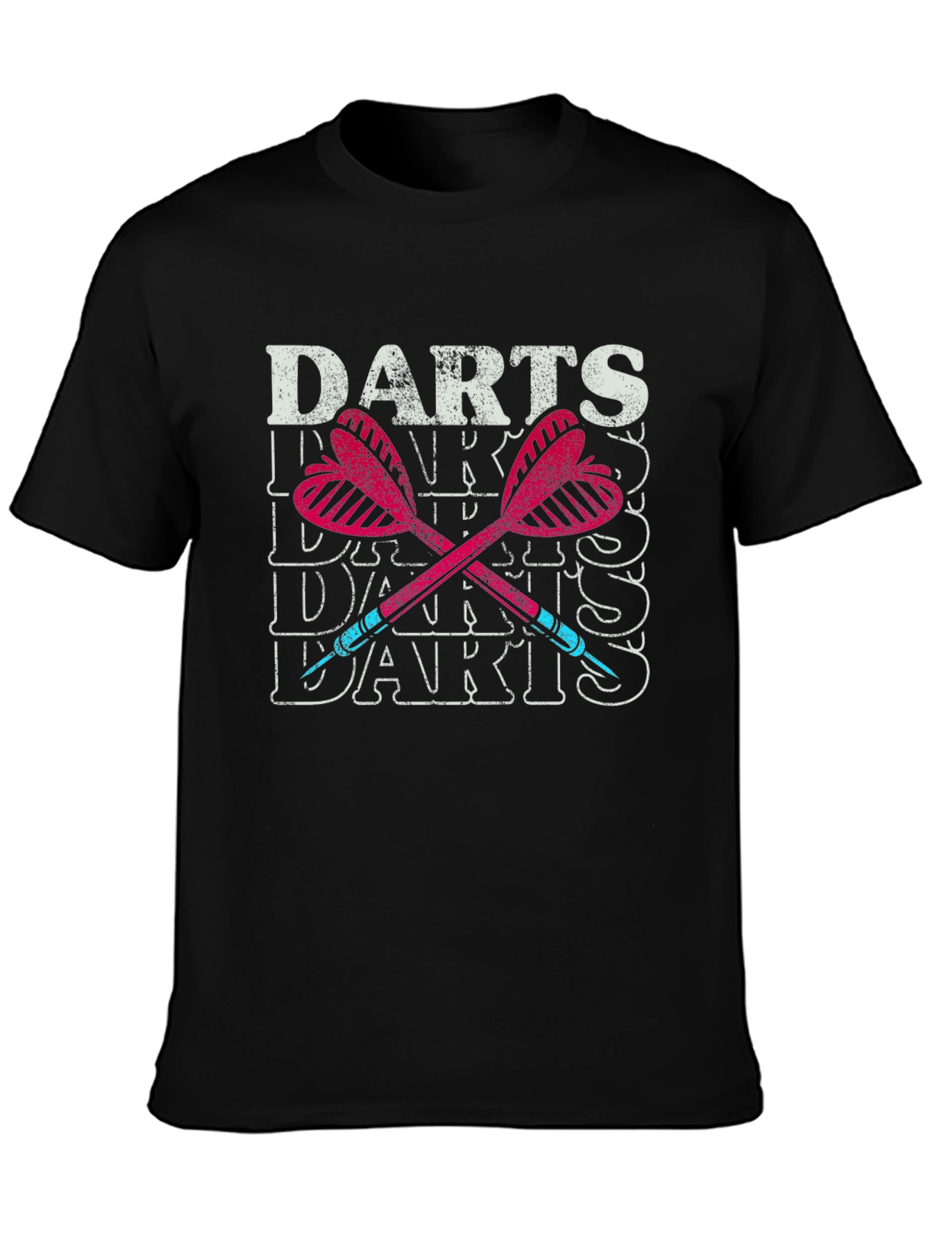 Black Darts Graphic Tee - Vintage Style Dart Player T-Shirt view 3