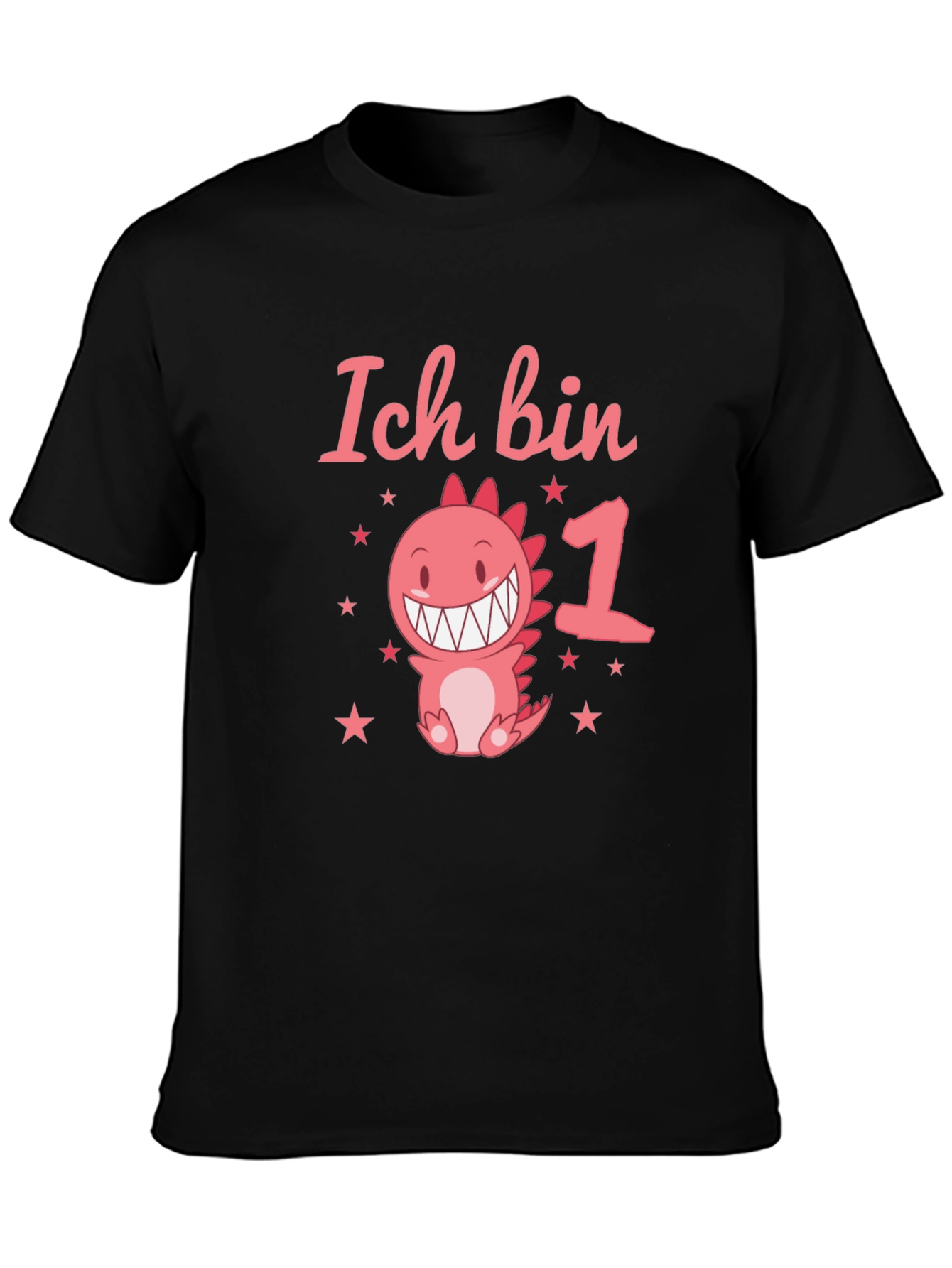 Black Ich Bin 1st Birthday Dinosaur T-Shirt view 3