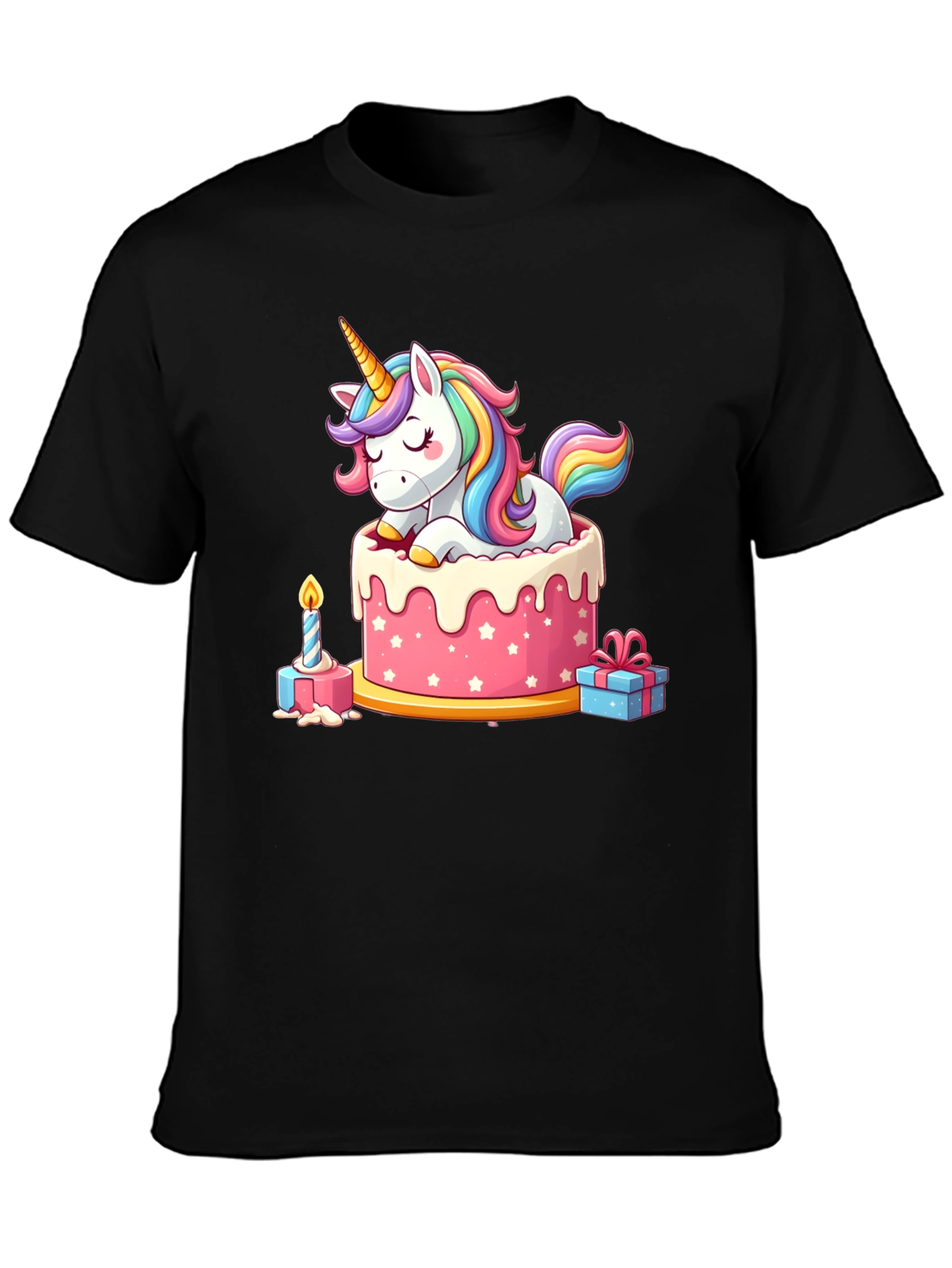 Black Unicorn Cake T-Shirt view 3