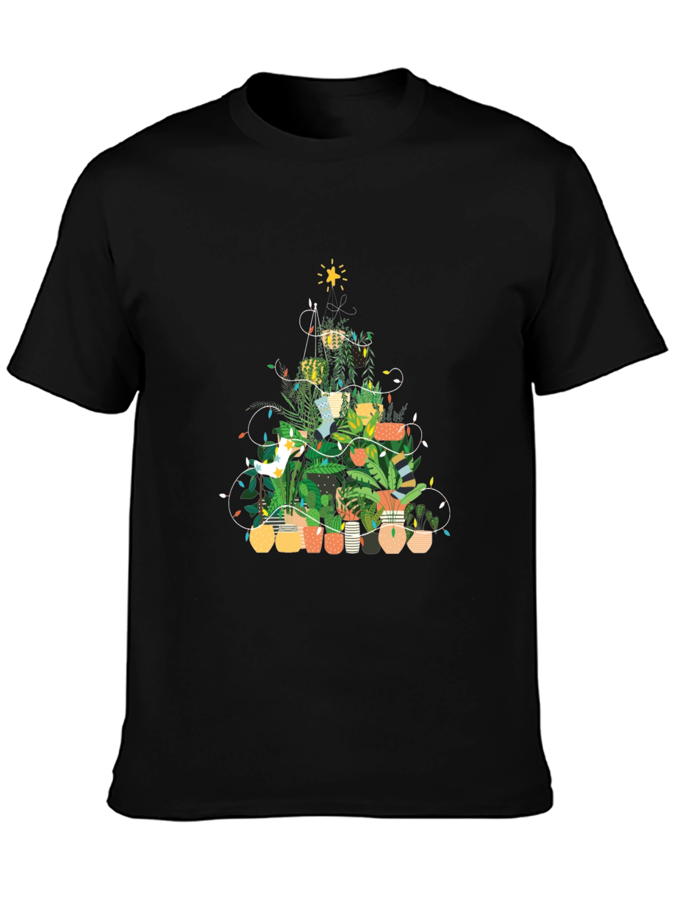 Black Plant Christmas Tree Graphic Tee view 3