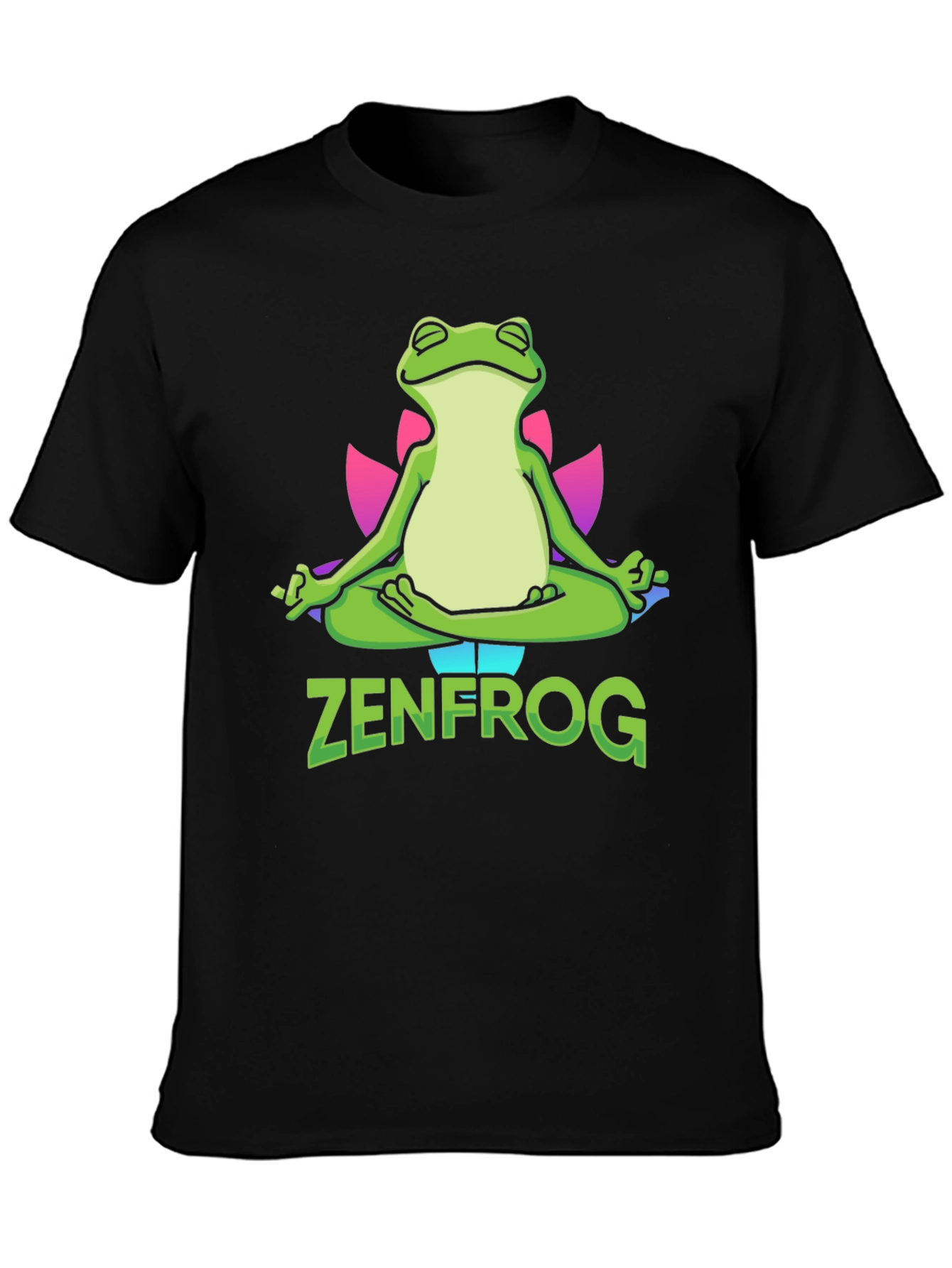 Black Zen Frog Graphic T-Shirt - Meditating Amphibian Tee view 3