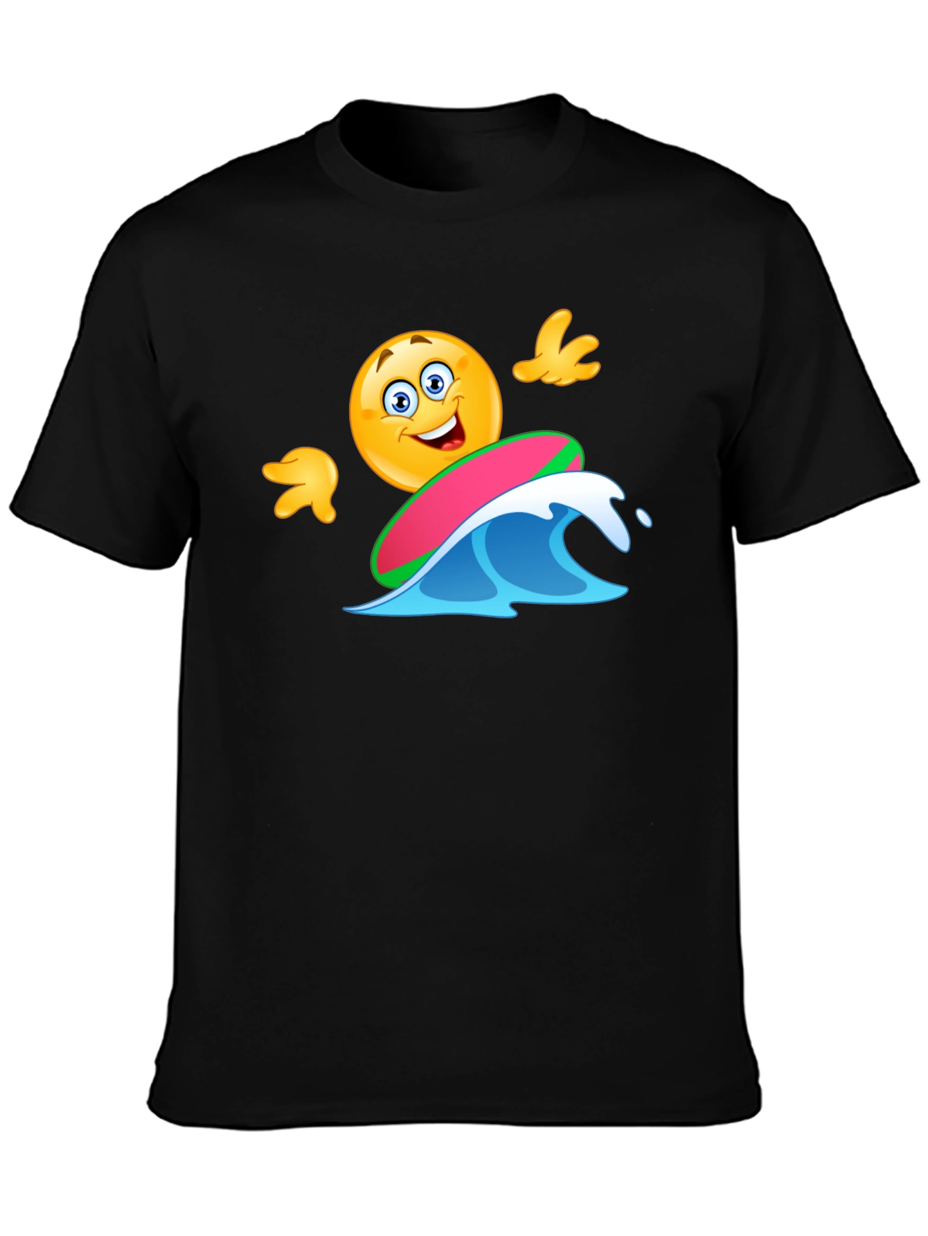 Black Surfing Emoji T-Shirt - Fun Graphic Tee view 3