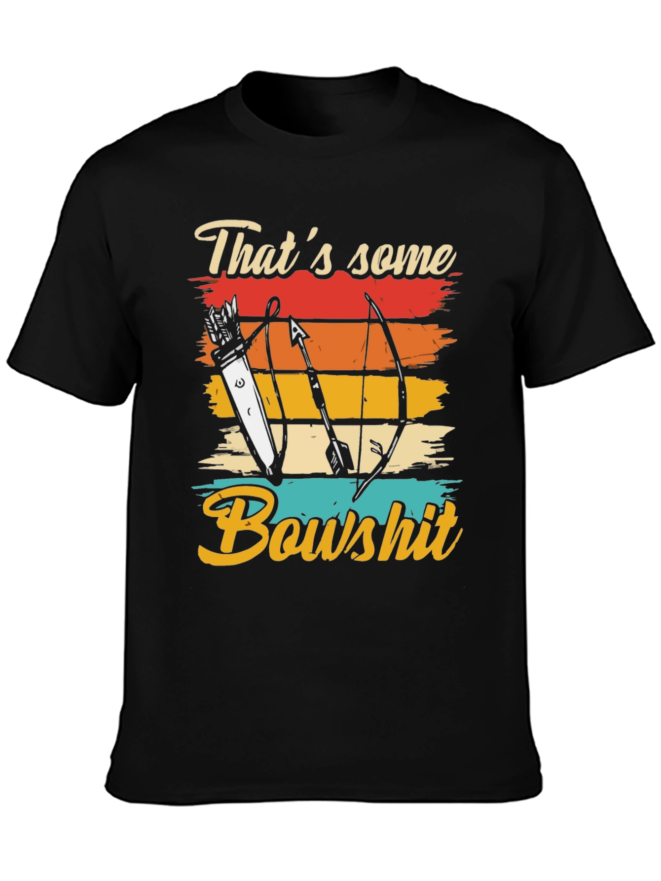 Black That's Some Bowshit T-Shirt Archery Arrow Retro Design view 3