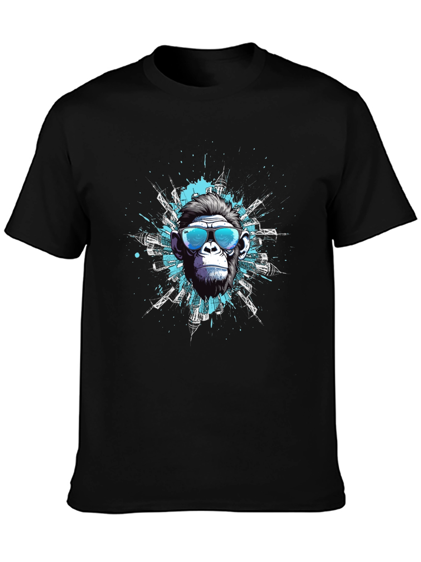Cool Ape Cityscape Graphic Tee - Black Cotton T-Shirt - 3