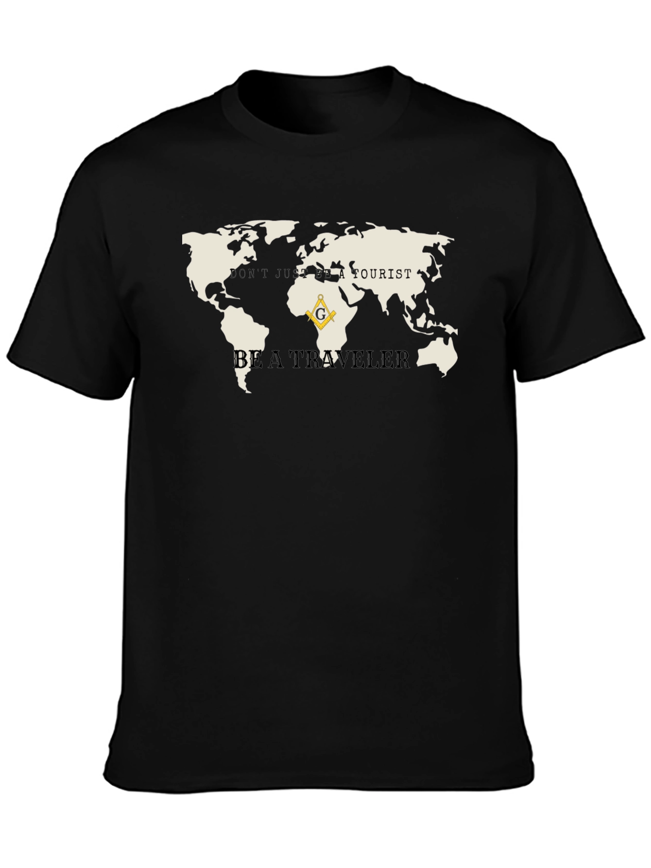 Black Traveler's World Map Graphic Tee view 3