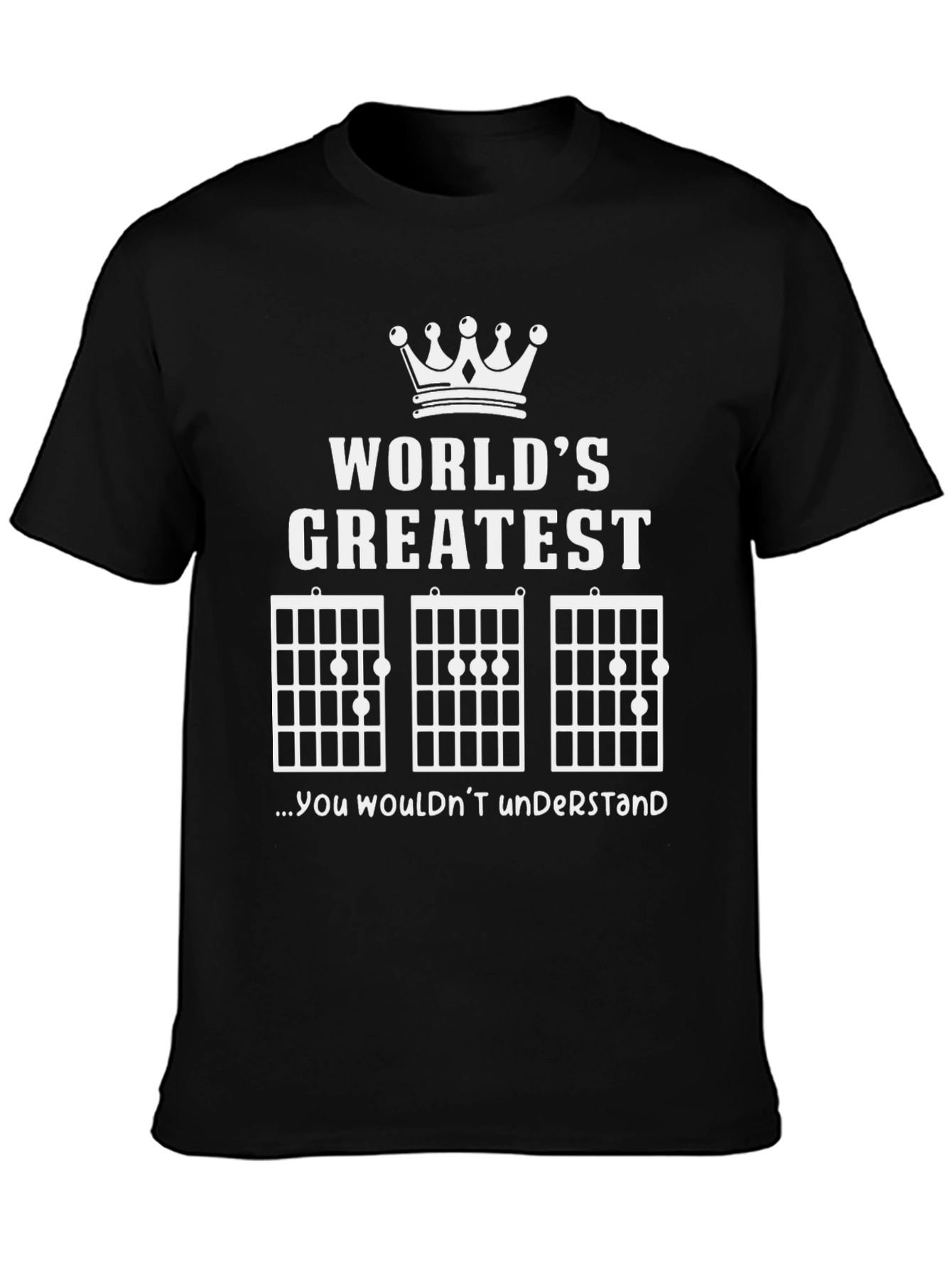 Black World's Greatest Guitar Chords T-Shirt view 3