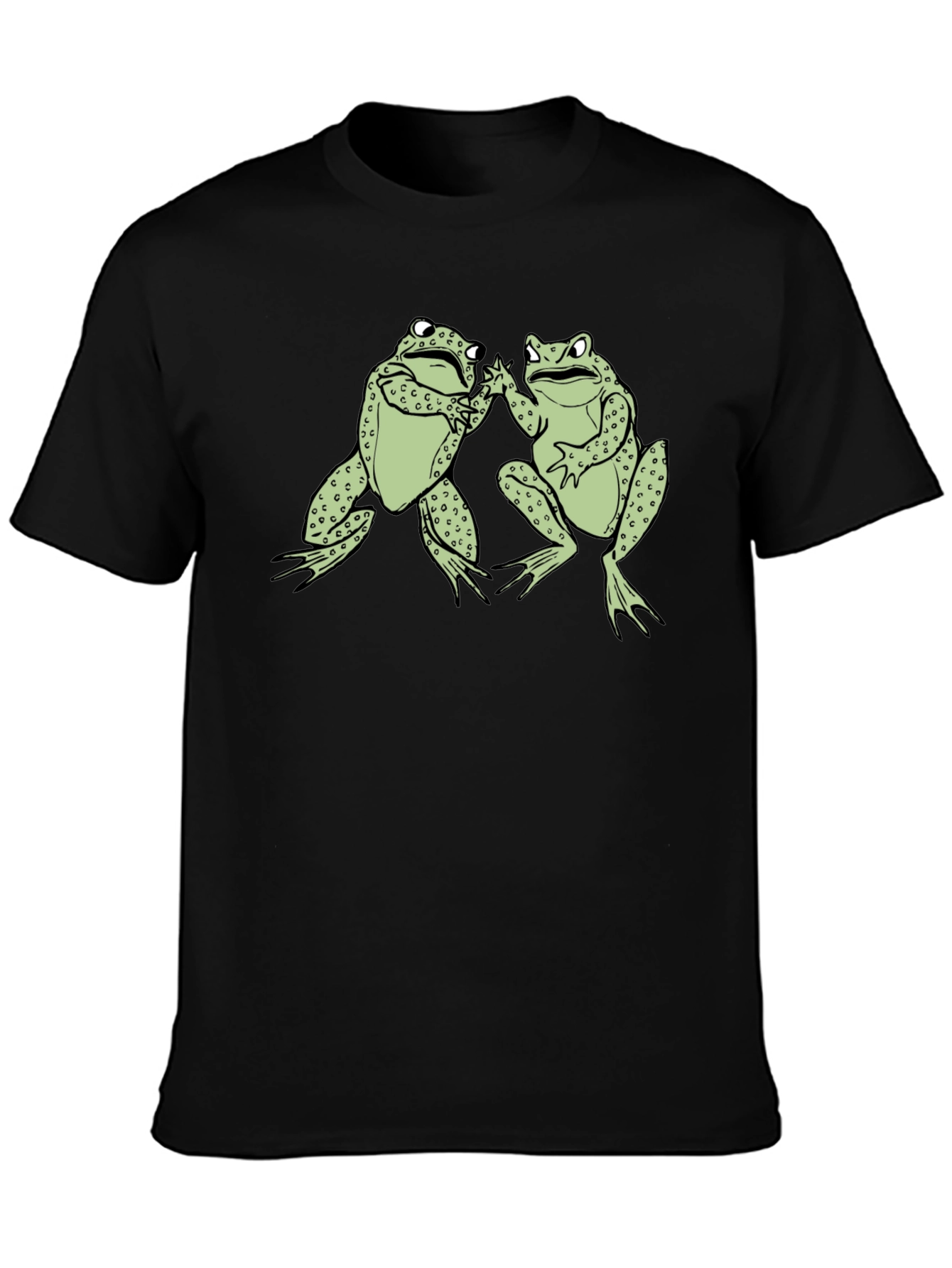 Black Funny Frog High Five Graphic Black T-Shirt view 3