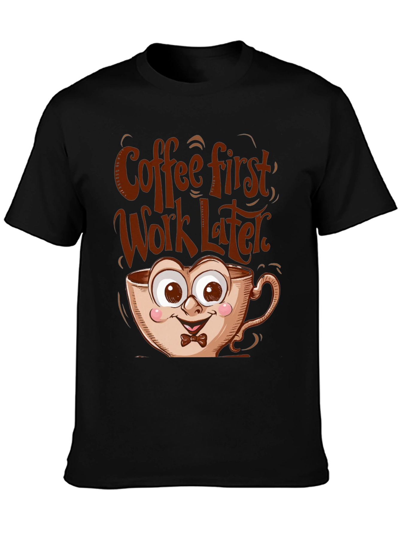 Black Coffee First Funny T-Shirt view 3