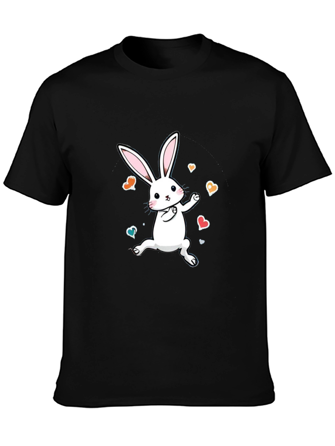 Black Cute Bunny Graphic Tee - Soft Cotton Comfort view 3