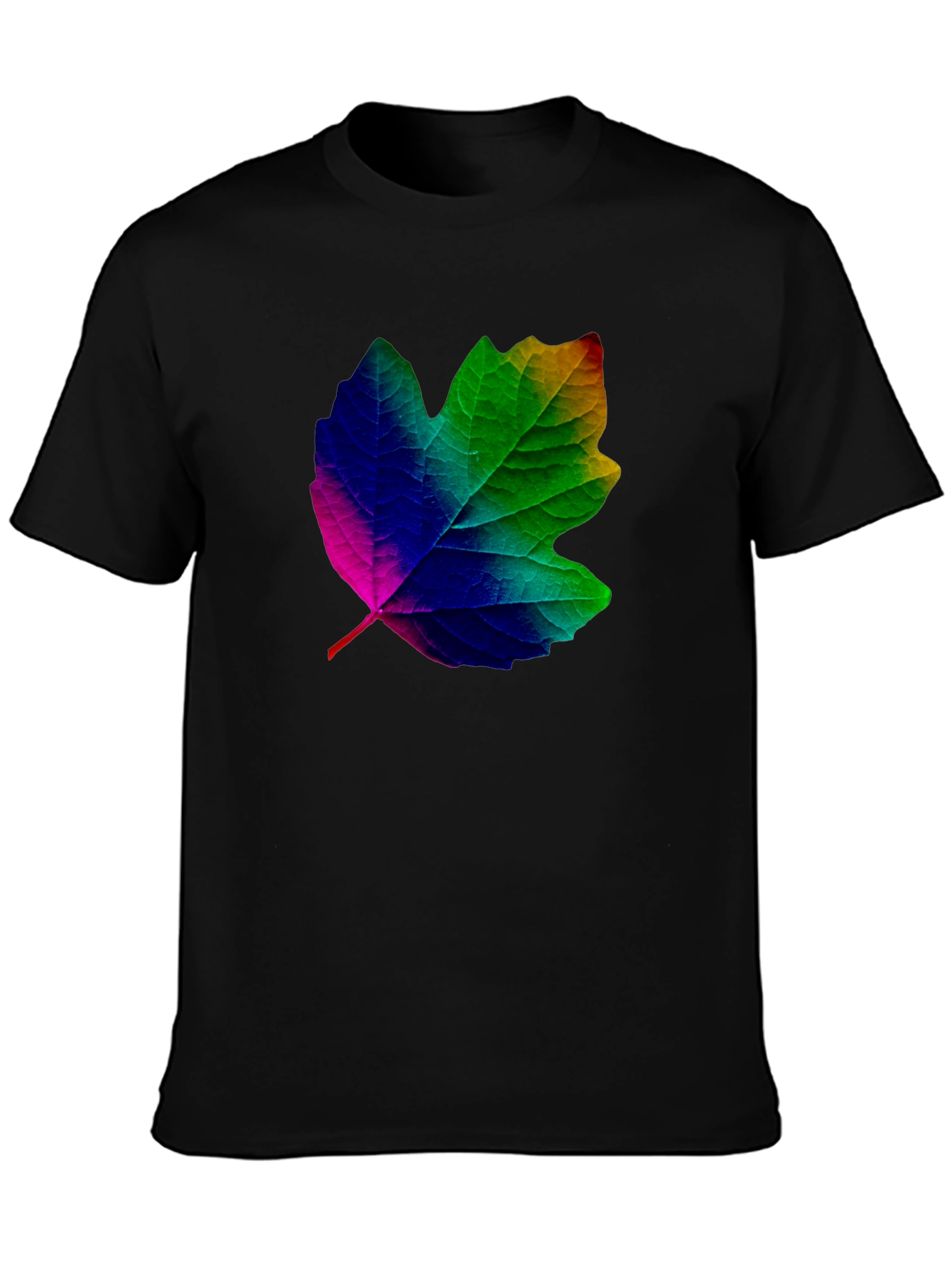 Black Rainbow Leaf Graphic T-Shirt - Unique Design view 3