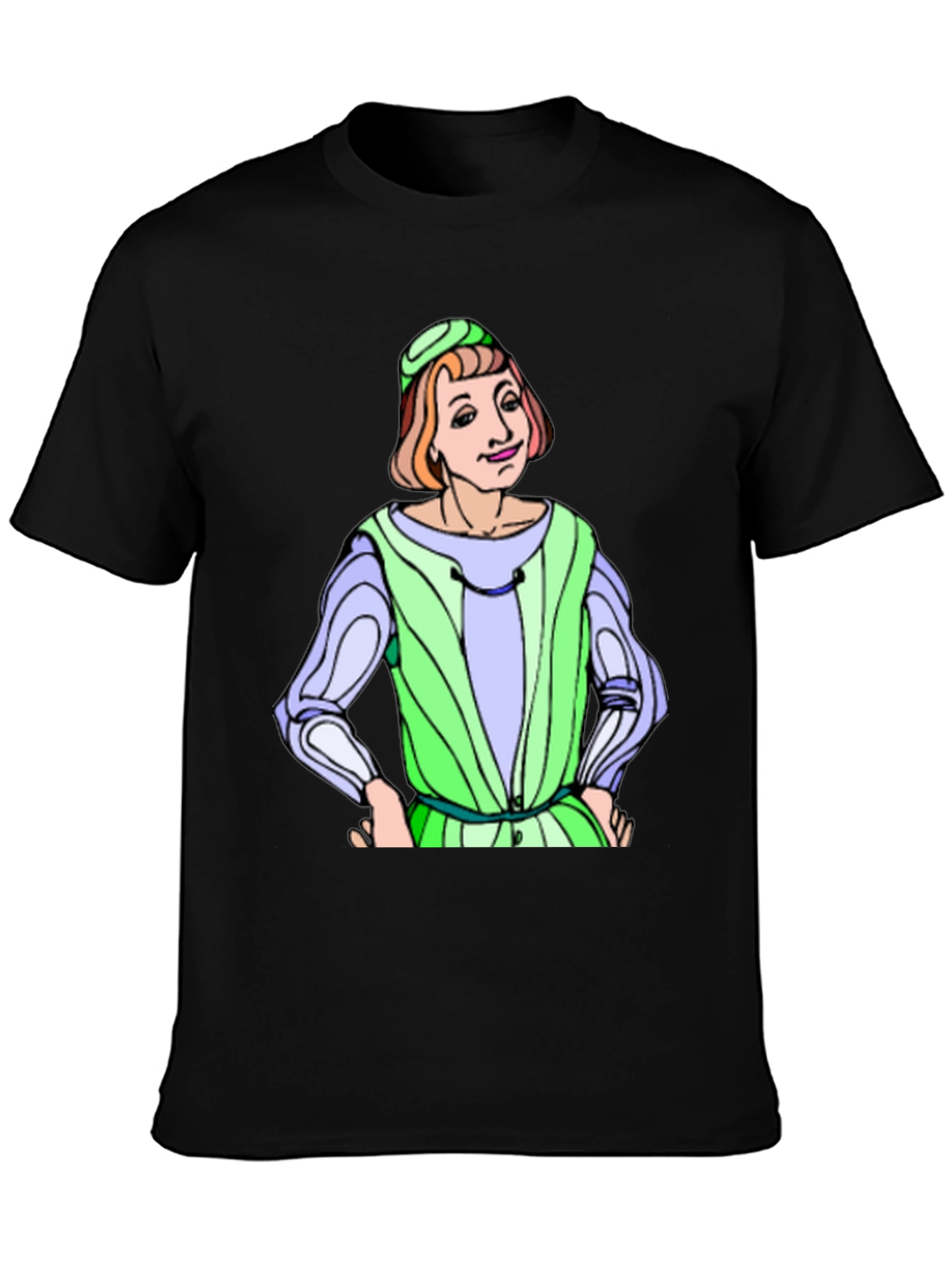 Black Renaissance Cartoon T-Shirt - Quirky Graphic Tee view 3
