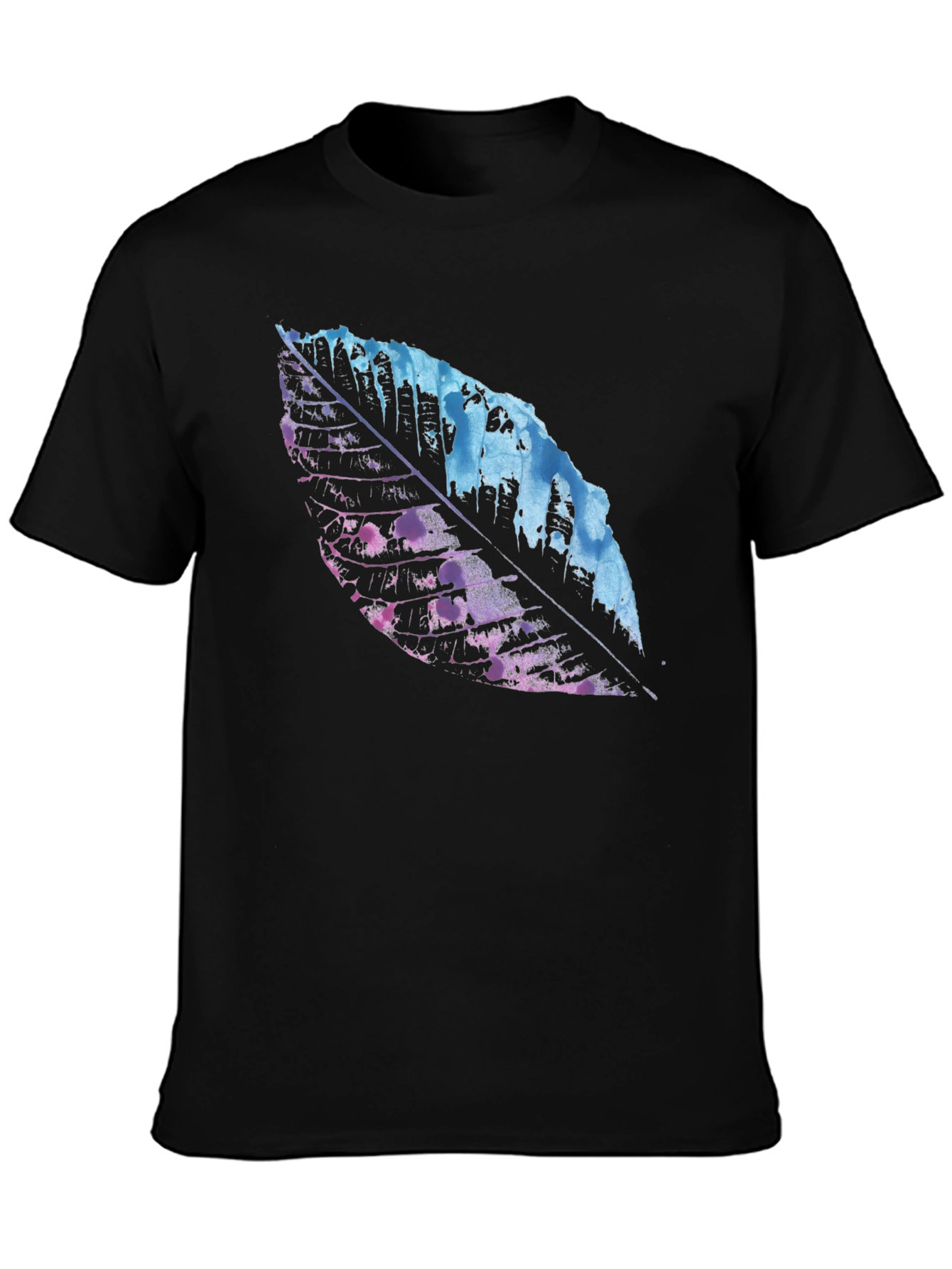 Black Abstract Leaf Graphic Black T-Shirt view 3