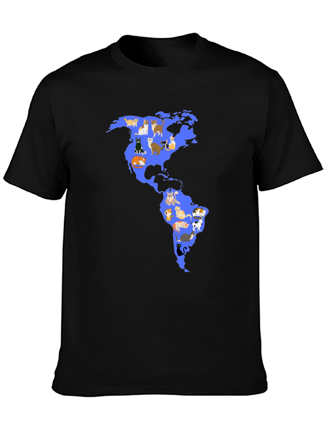 Black Cat Map Graphic T-Shirt - Black view 3