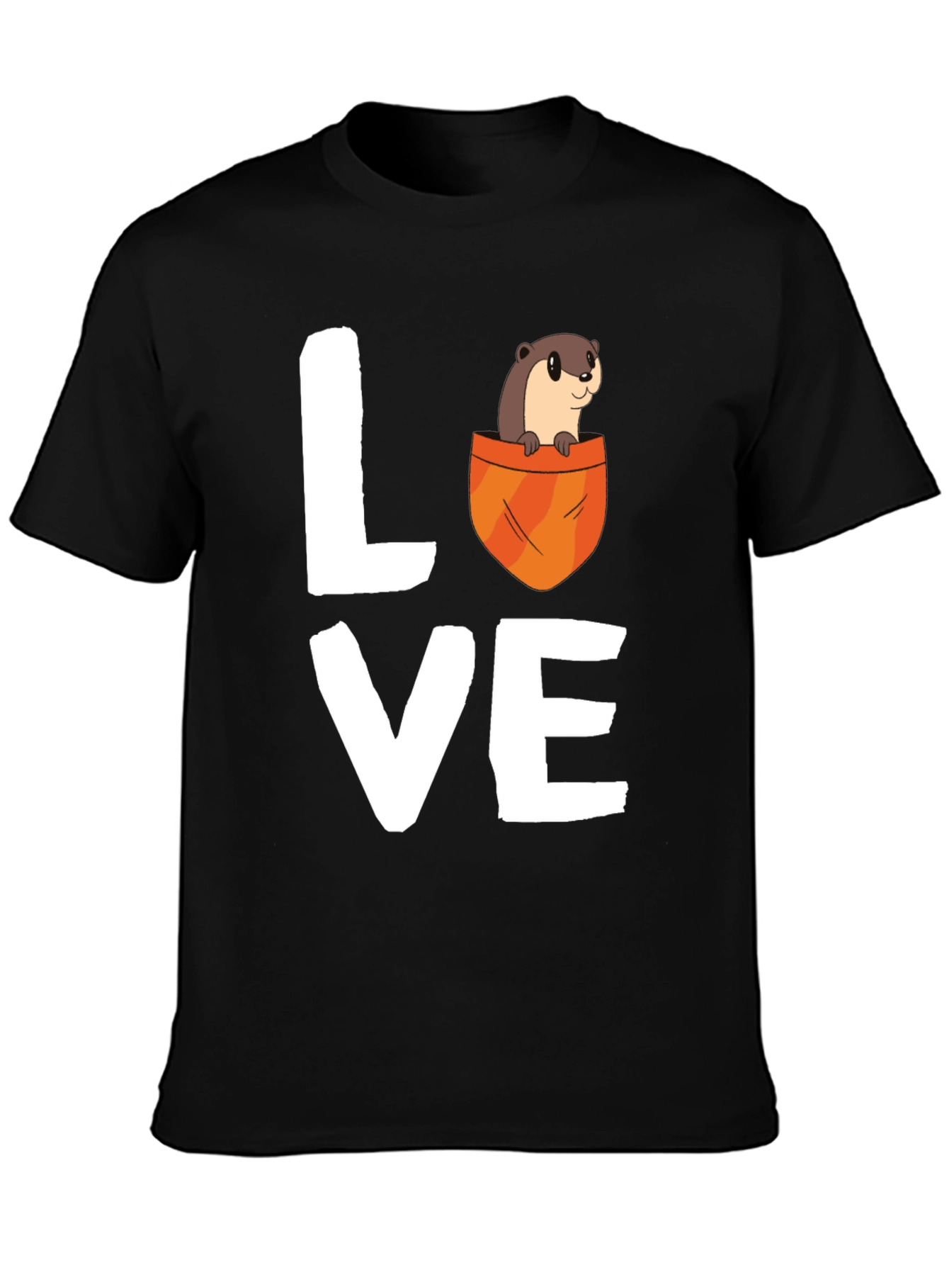 Black Otter Love Graphic T-Shirt - Unisex Cotton Tee view 3