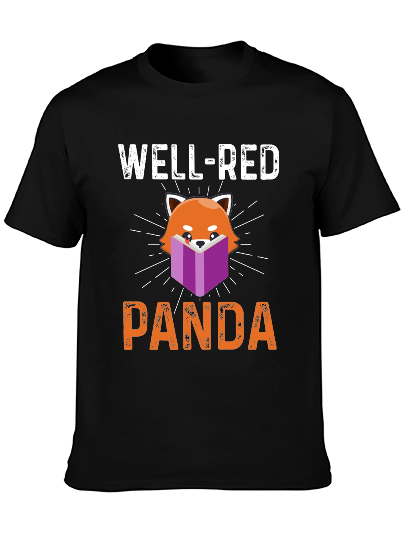 Black Well-Red Panda T-Shirt - Book Lover Tee view 3