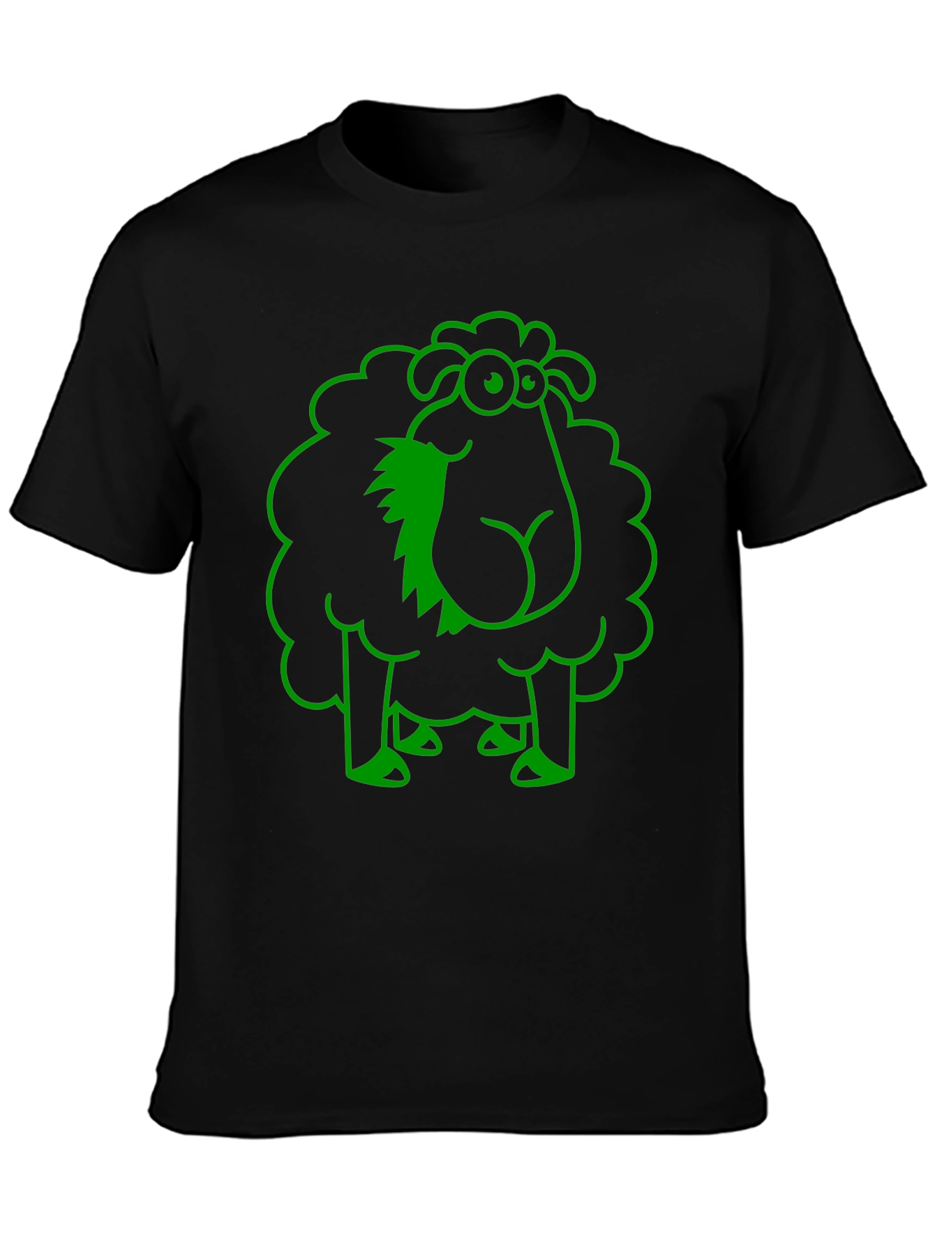 Black Funny Sheep Graphic Tee - Black Cotton T-Shirt view 3