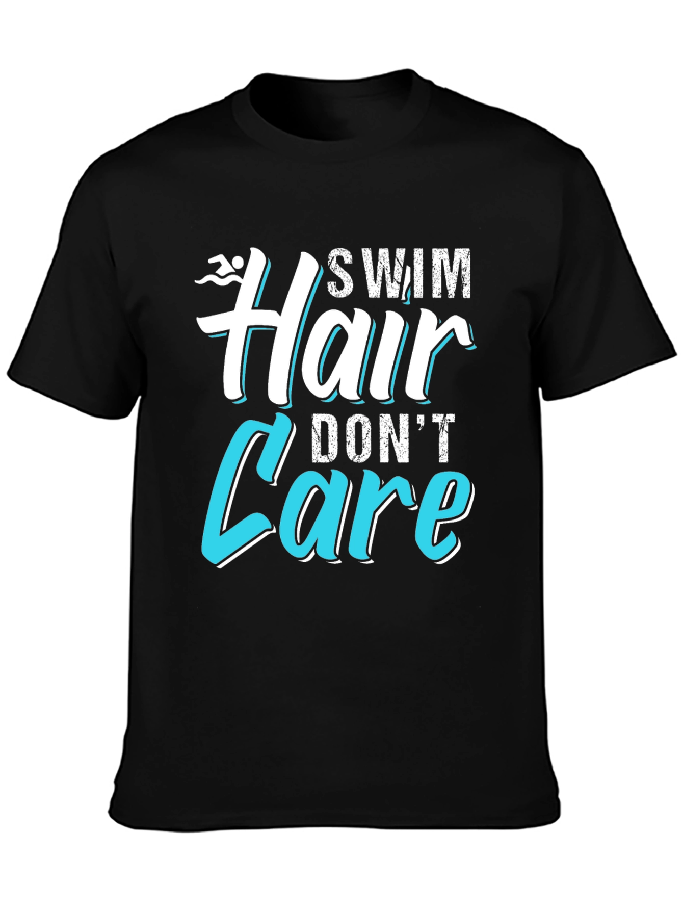 Black Swim Hair Don't Care T-Shirt view 3