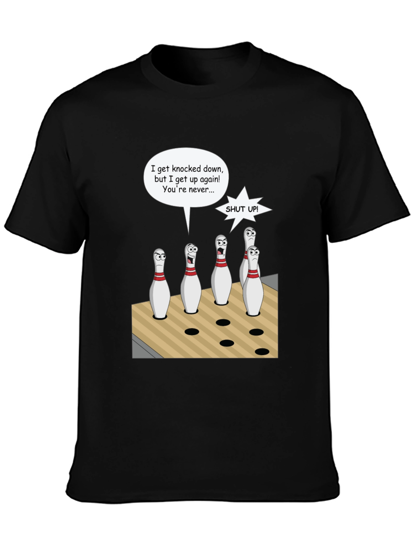Black Bowling Pin Cartoon T-Shirt view 3