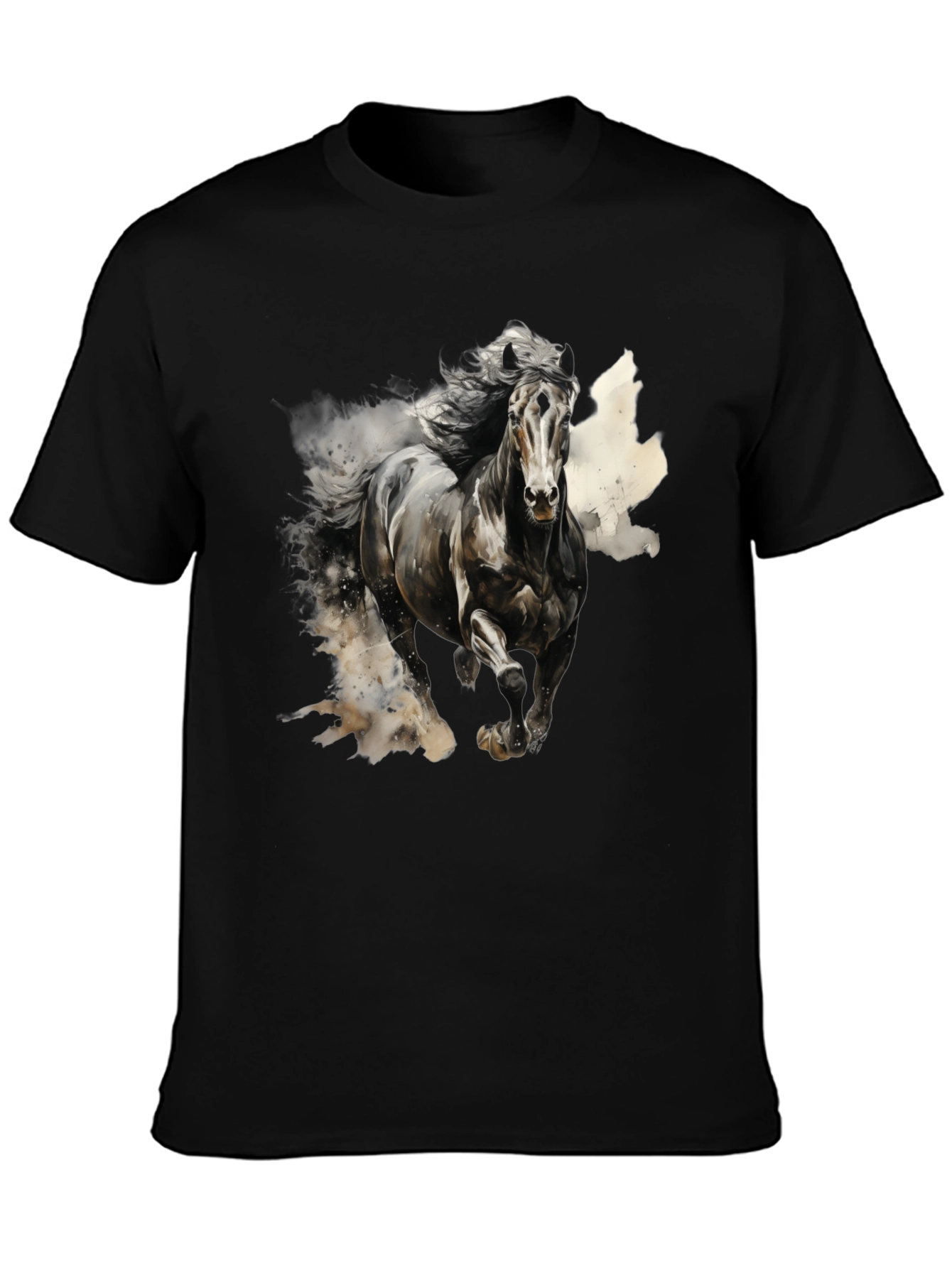 Black Majestic Horse Graphic Tee - Black Cotton Blend view 3