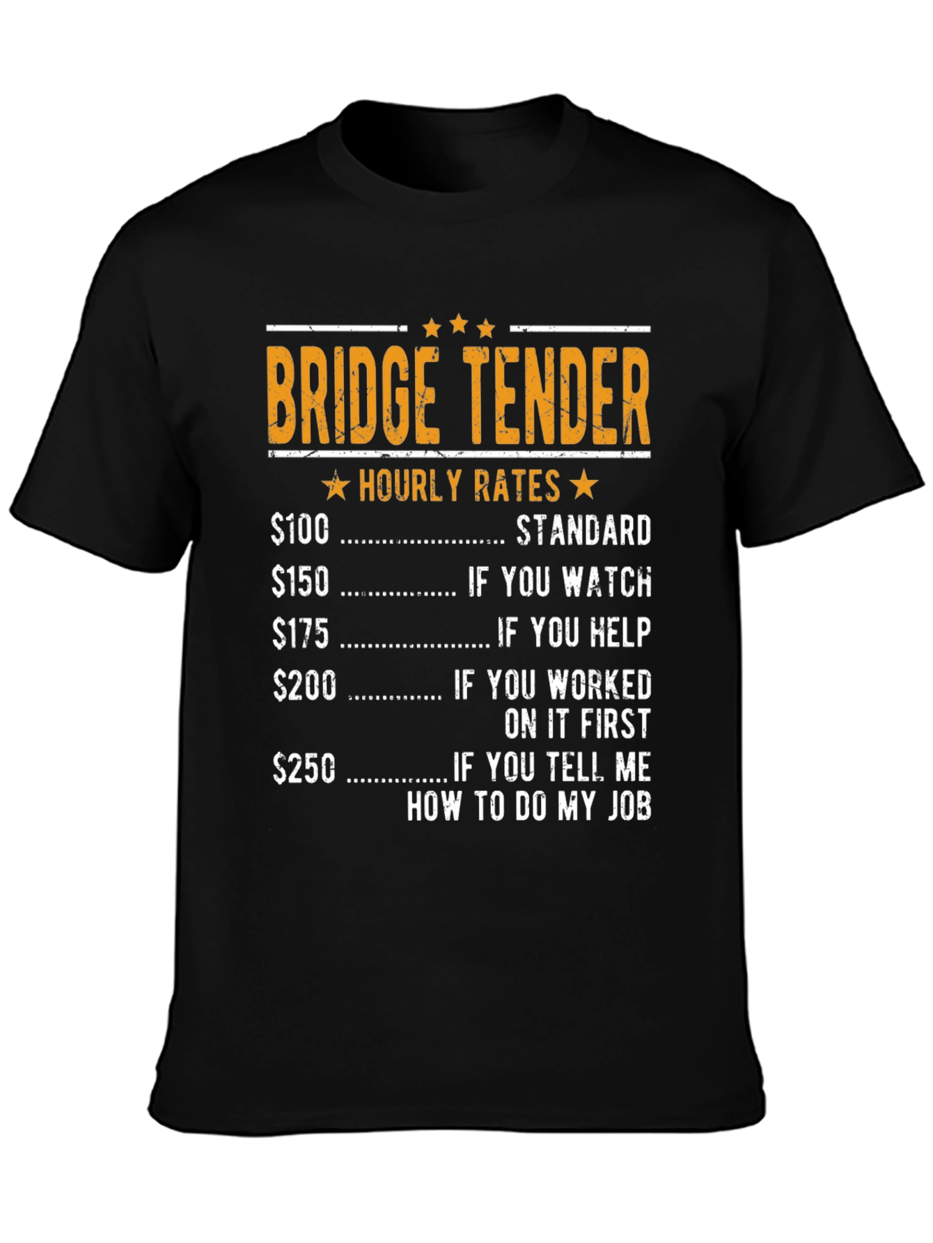 Black Bridge Tender Hourly Rates Graphic T-Shirt view 3