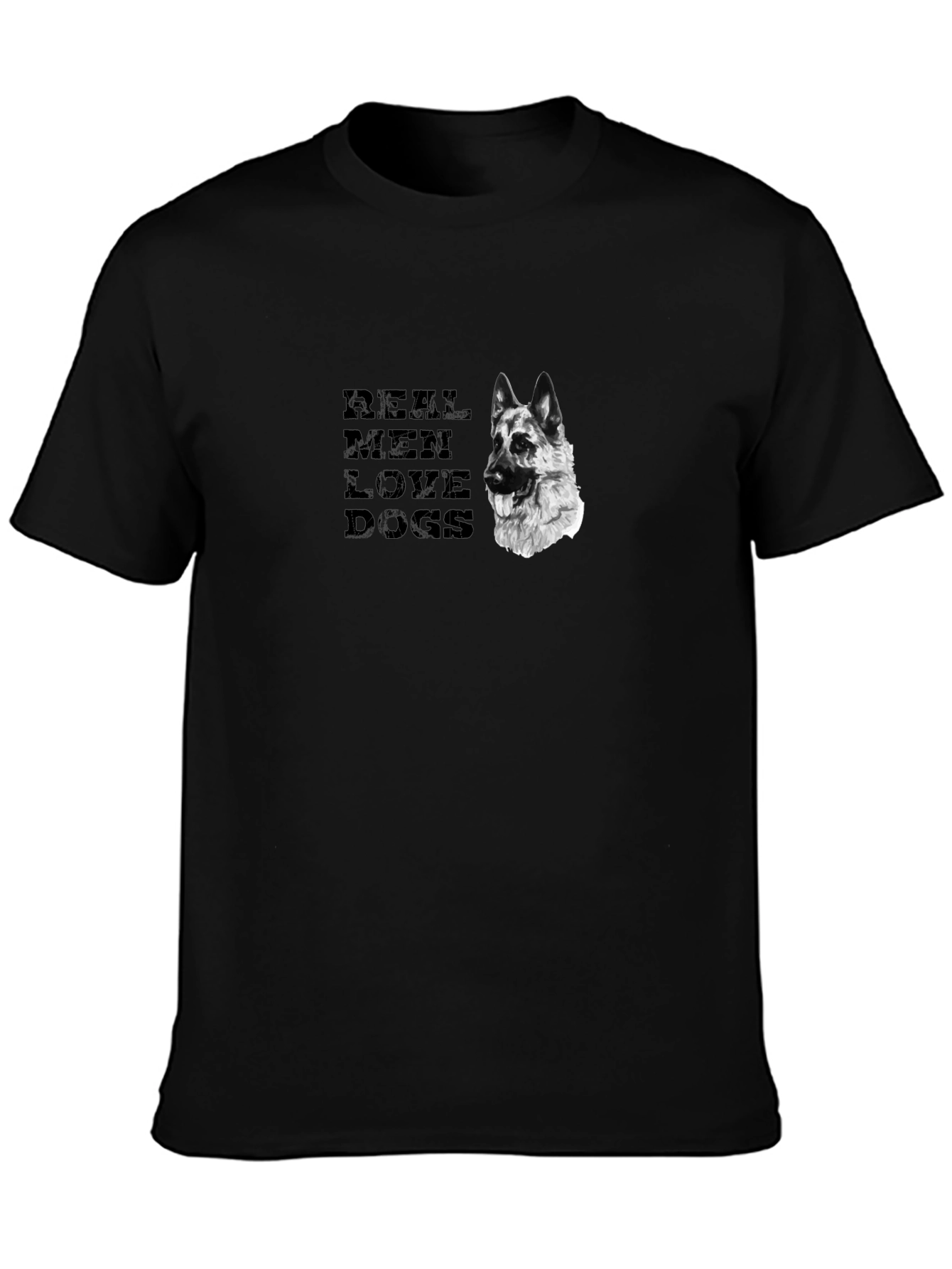Black Real Men Love Dogs Graphic Tee view 3