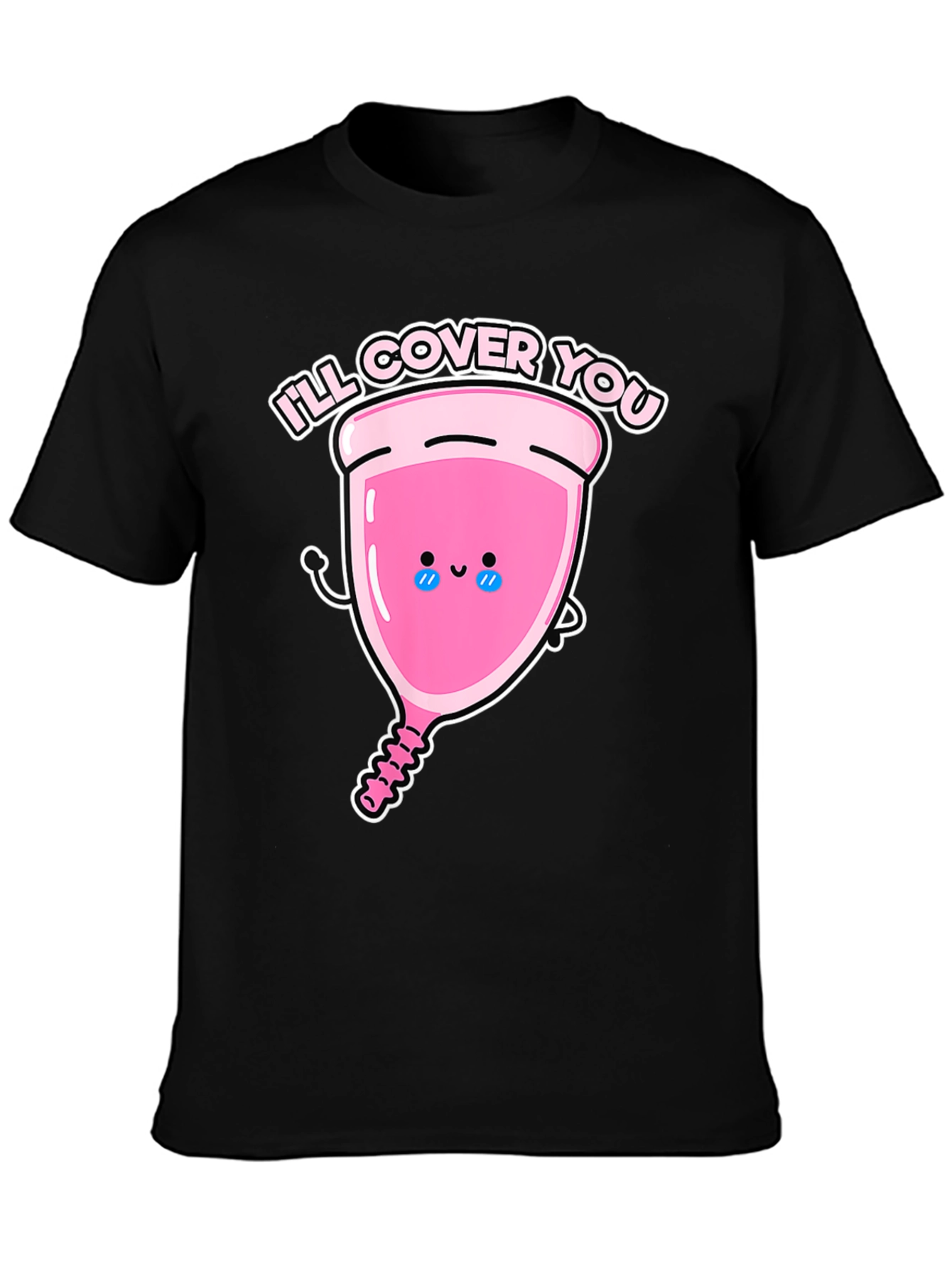 Black Men's 'I'll Cover You' Menstrual Cup Graphic Tee view 3