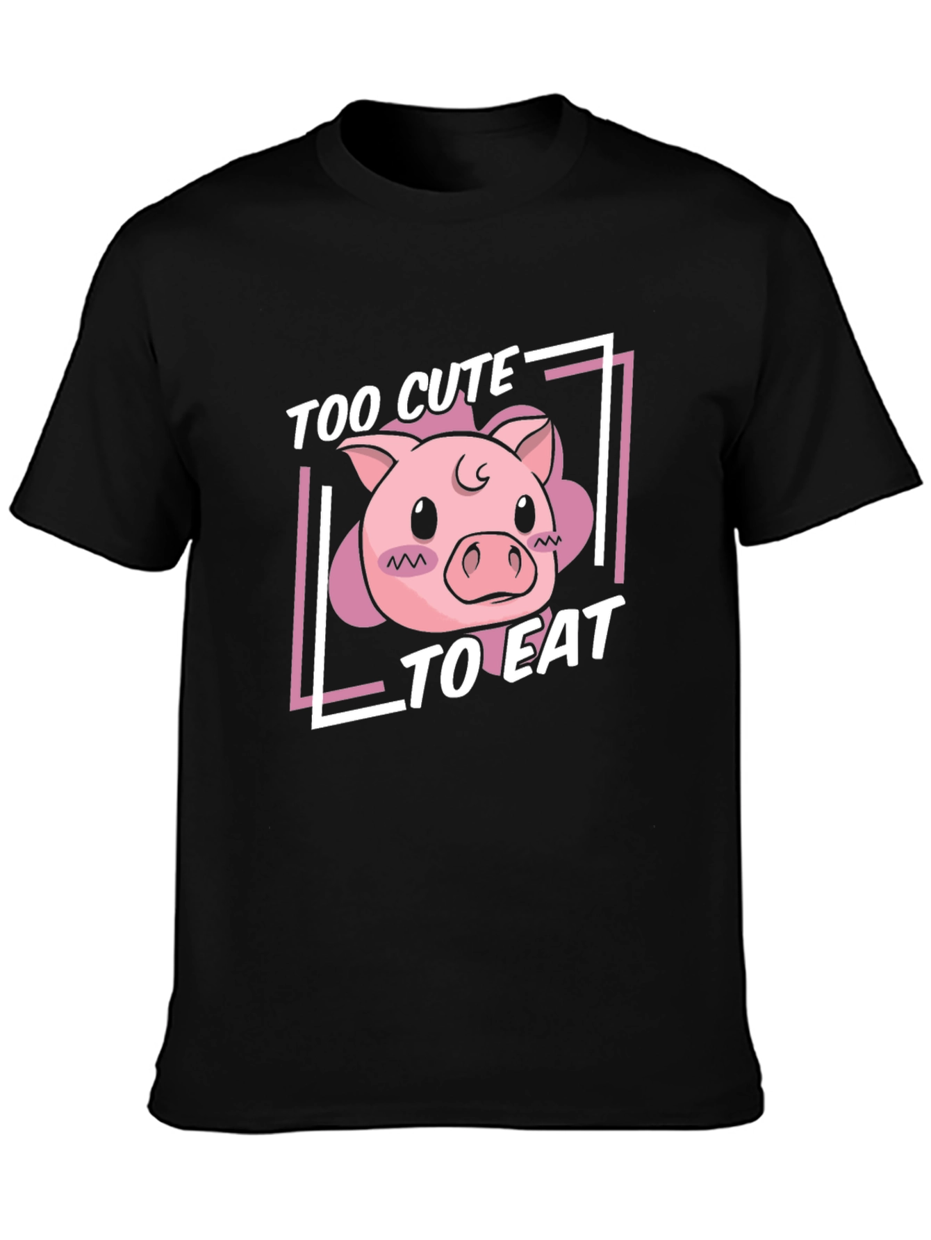 Black Cute Pig T-Shirt - Too Cute To Eat view 3
