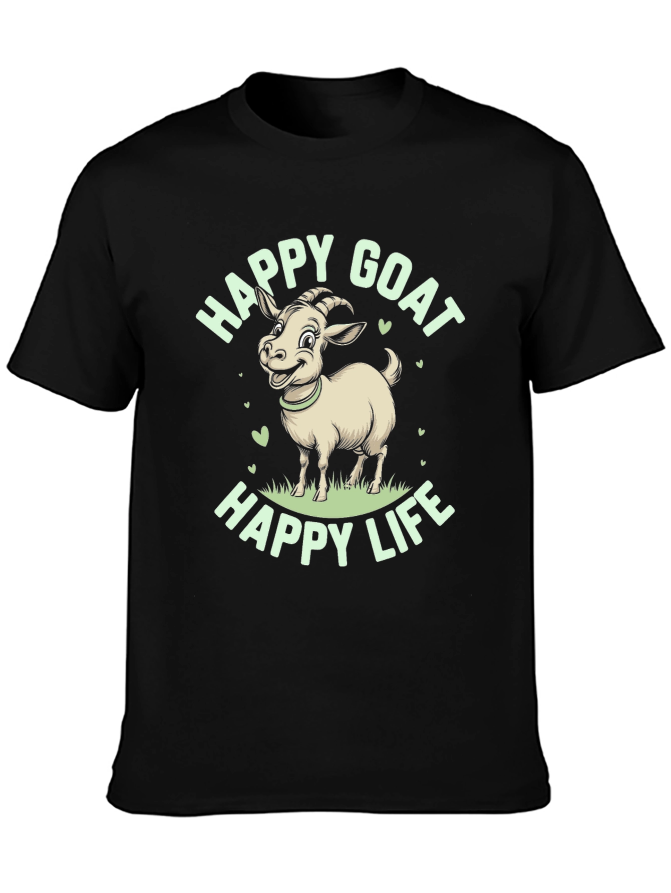 Black Happy Goat Graphic Tee - Black Cotton T-Shirt view 3