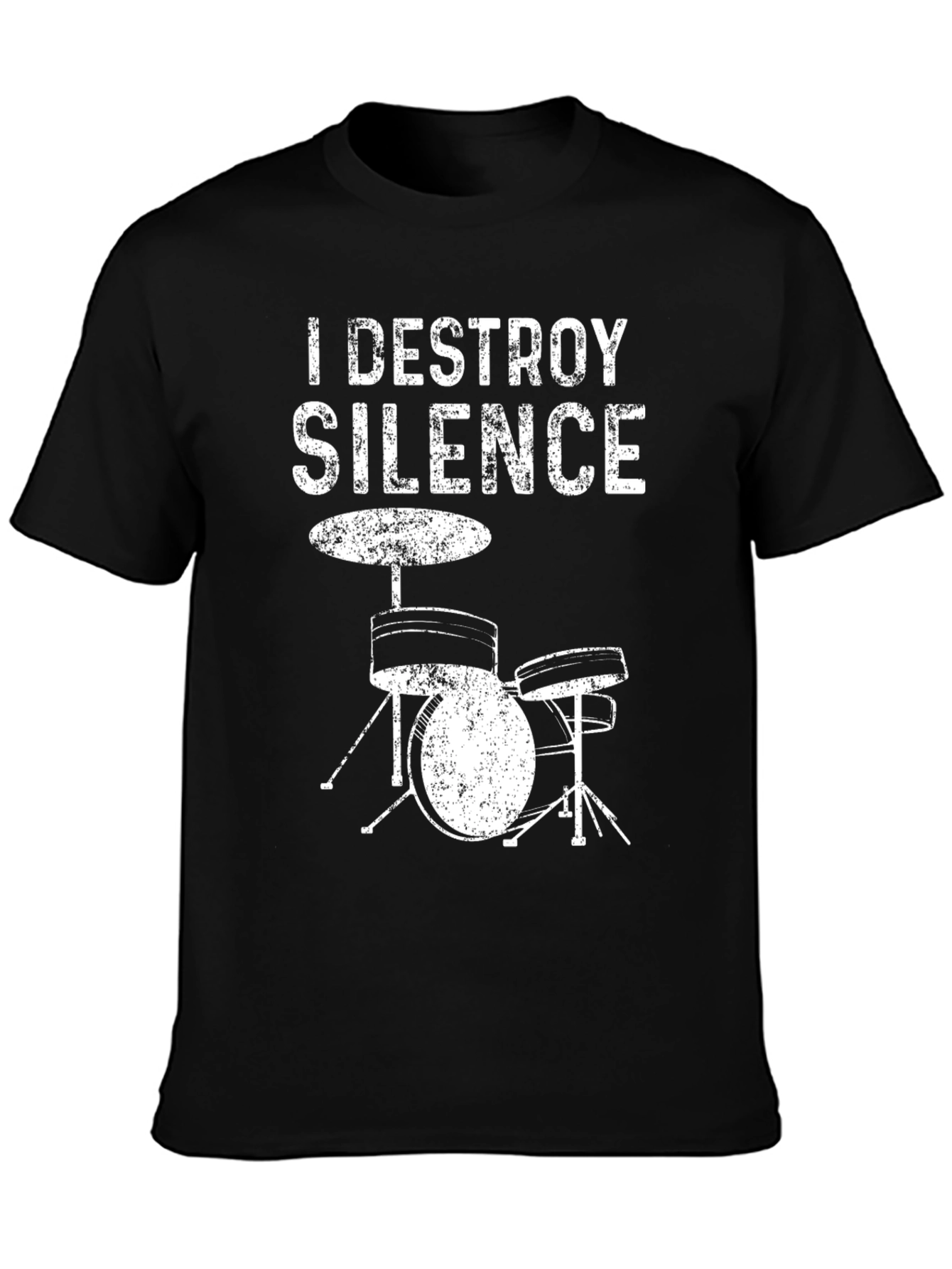 Black I Destroy Silence T-Shirt - Drum Kit Graphic Tee view 3