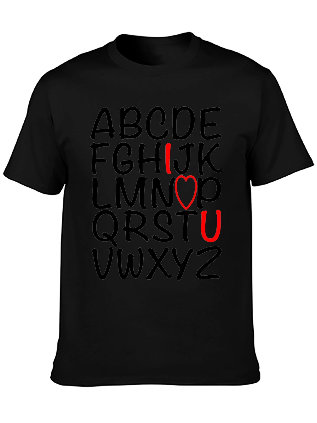 Black I Love You T-Shirt with Alphabet Design view 3