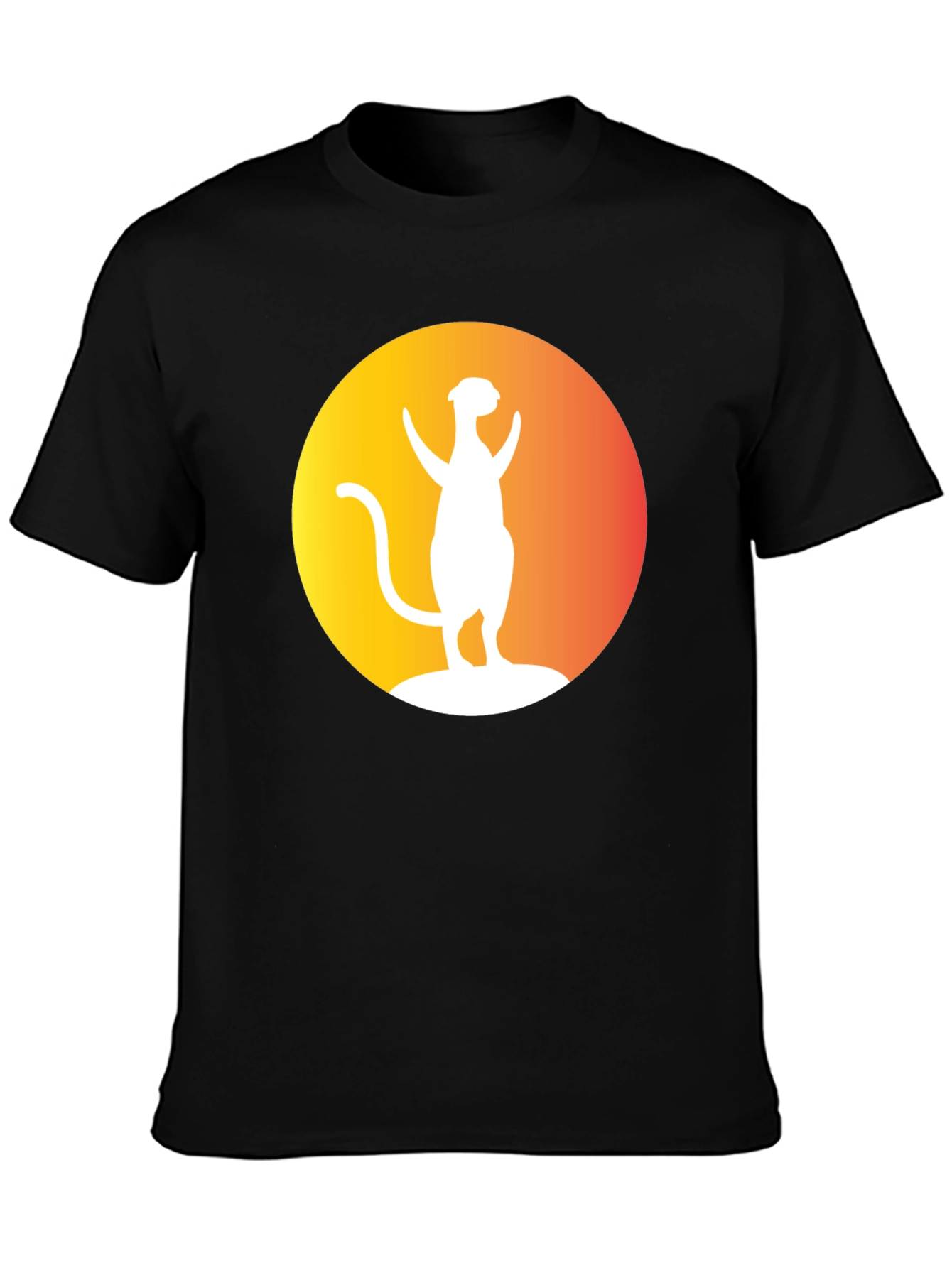 Black Meerkat Silhouette Graphic Tee - Unisex Black T-Shirt view 3