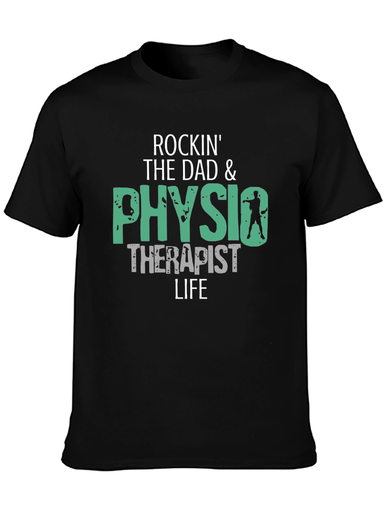 Black Rockin' Dad & Physical Therapist Life T-Shirt view 3
