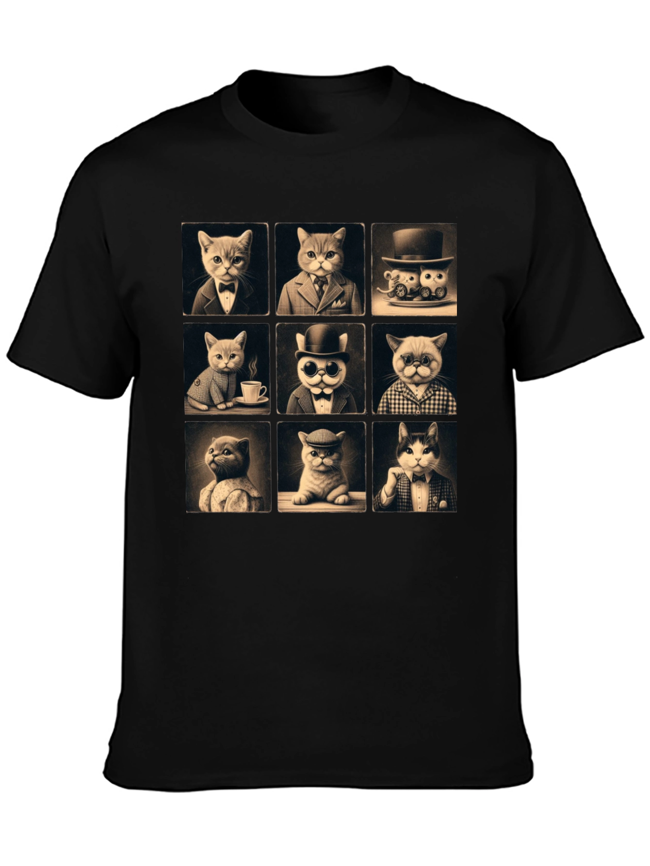 Black Dapper Cats T-Shirt view 3