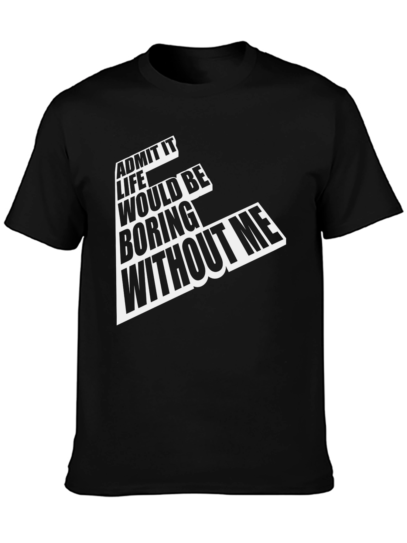 Black Funny "Admit It" Graphic T-Shirt - Mens Black Tee view 3