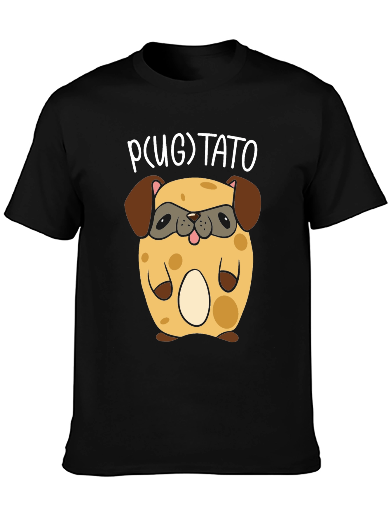 Black Pugtato T-Shirt - Cute Pug Potato Graphic Tee view 3