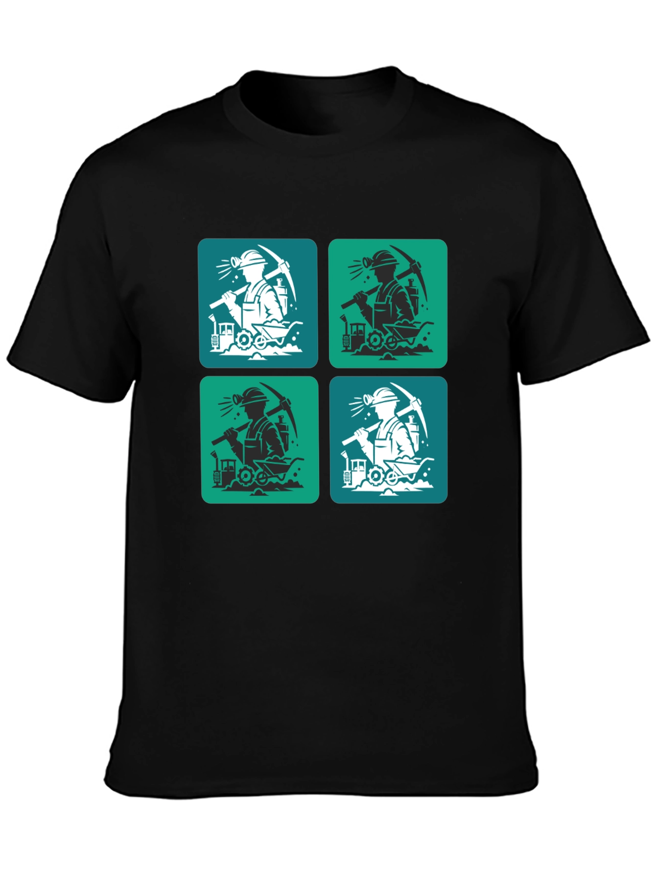Black Mining Crew T-Shirt - Unique Graphic Tee view 3