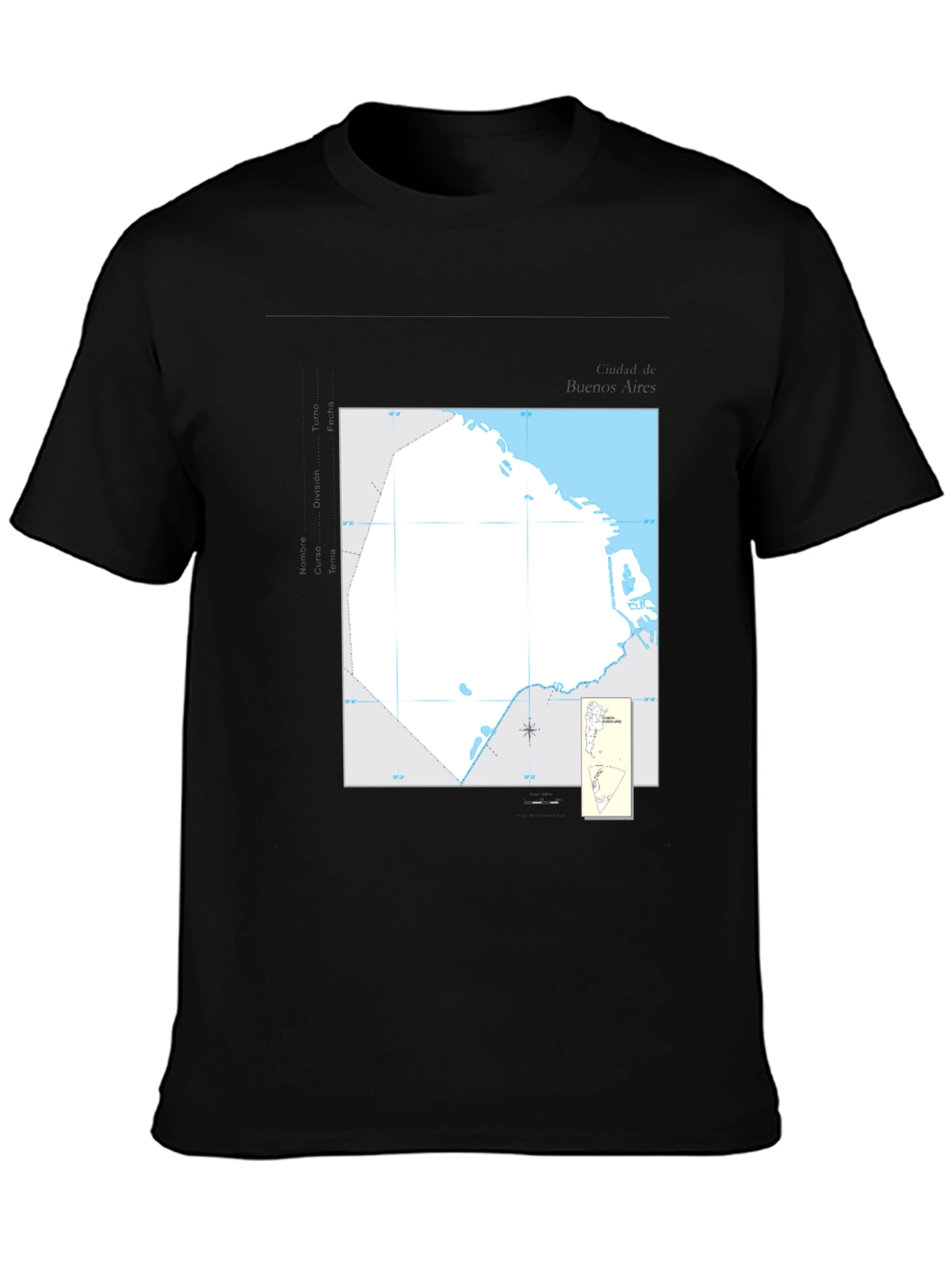 Black Nautical Chart Tee - Black Cotton Graphic T-Shirt view 3