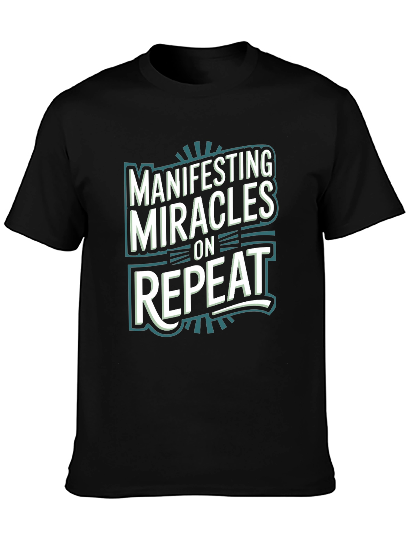 Black Manifesting Miracles On Repeat Black Graphic Tee view 3