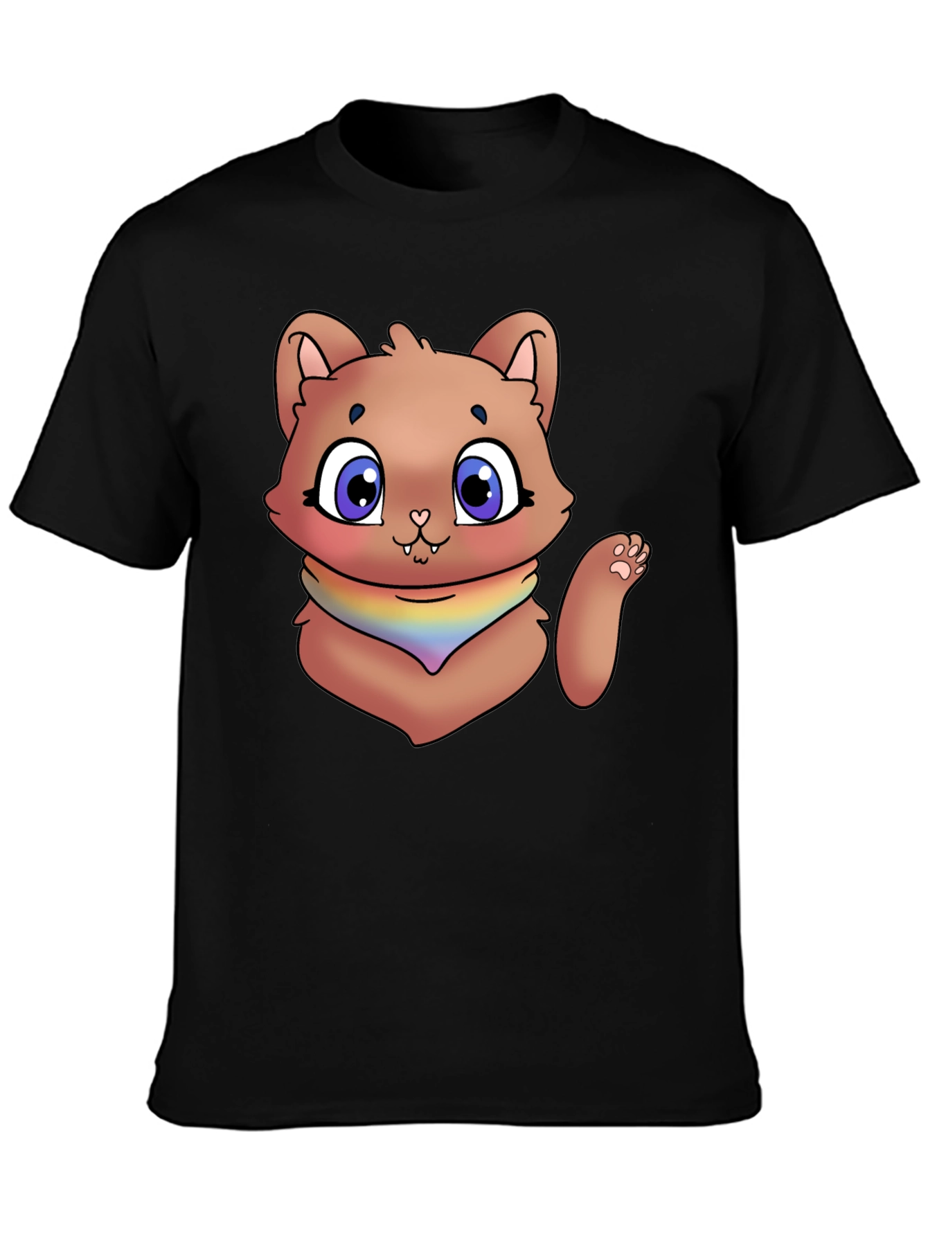 Black Cartoon Cat T-Shirt view 3
