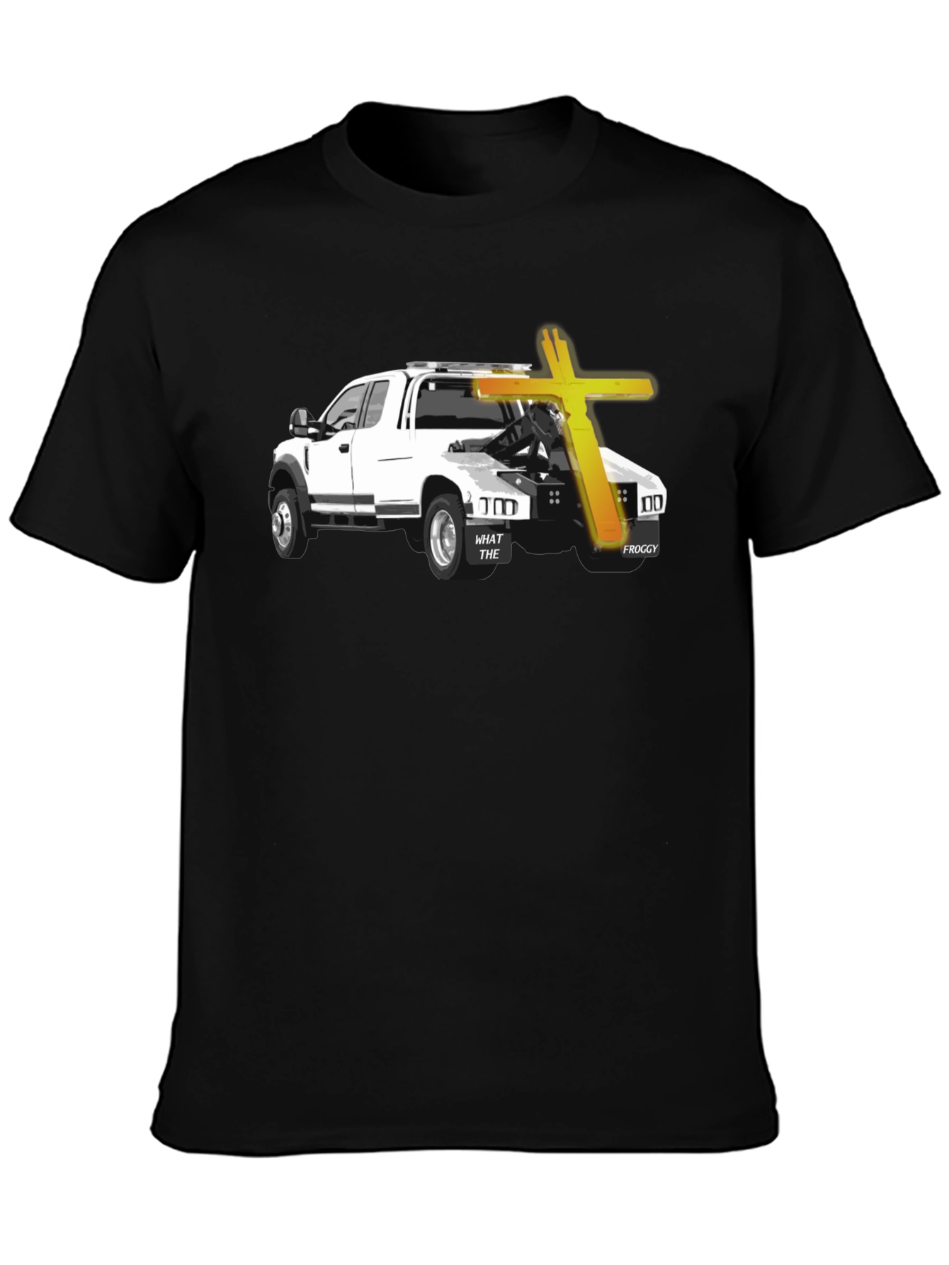 Black Tow Truck & Cross Graphic T-Shirt - Black view 3